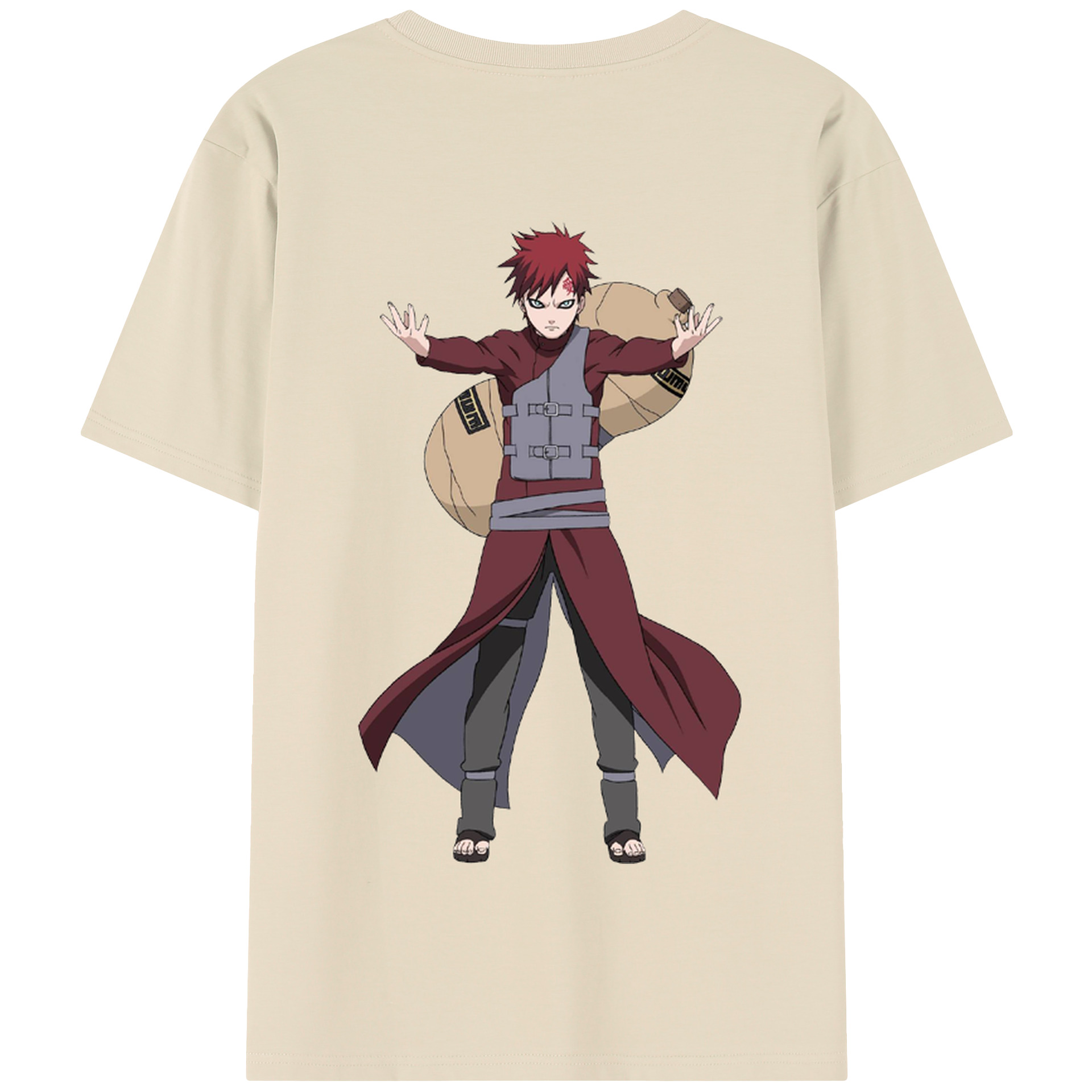 （画像用） NARUTO -ナルト- ガアラ Gaara 綿100％半袖Tシャツ（背面プリント）