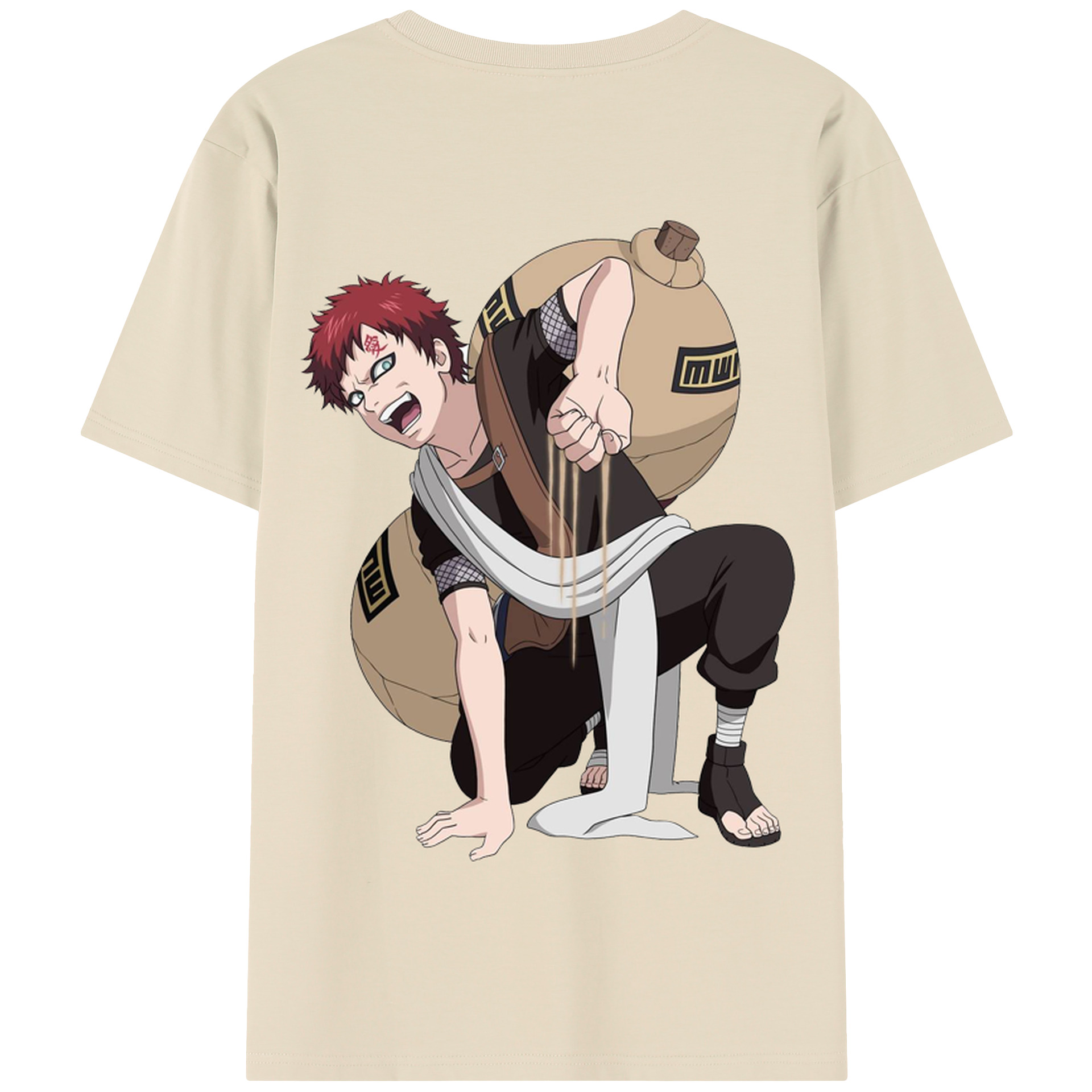 （画像用） NARUTO -ナルト- ガアラ Gaara 綿100％半袖Tシャツ（背面プリント）