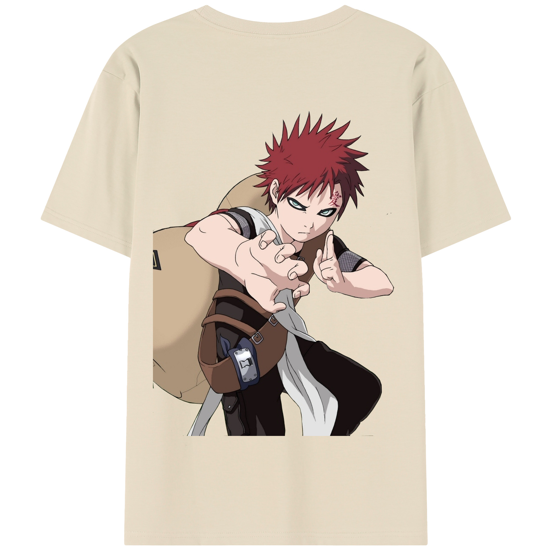 （画像用） NARUTO -ナルト- ガアラ Gaara 綿100％半袖Tシャツ（背面プリント）