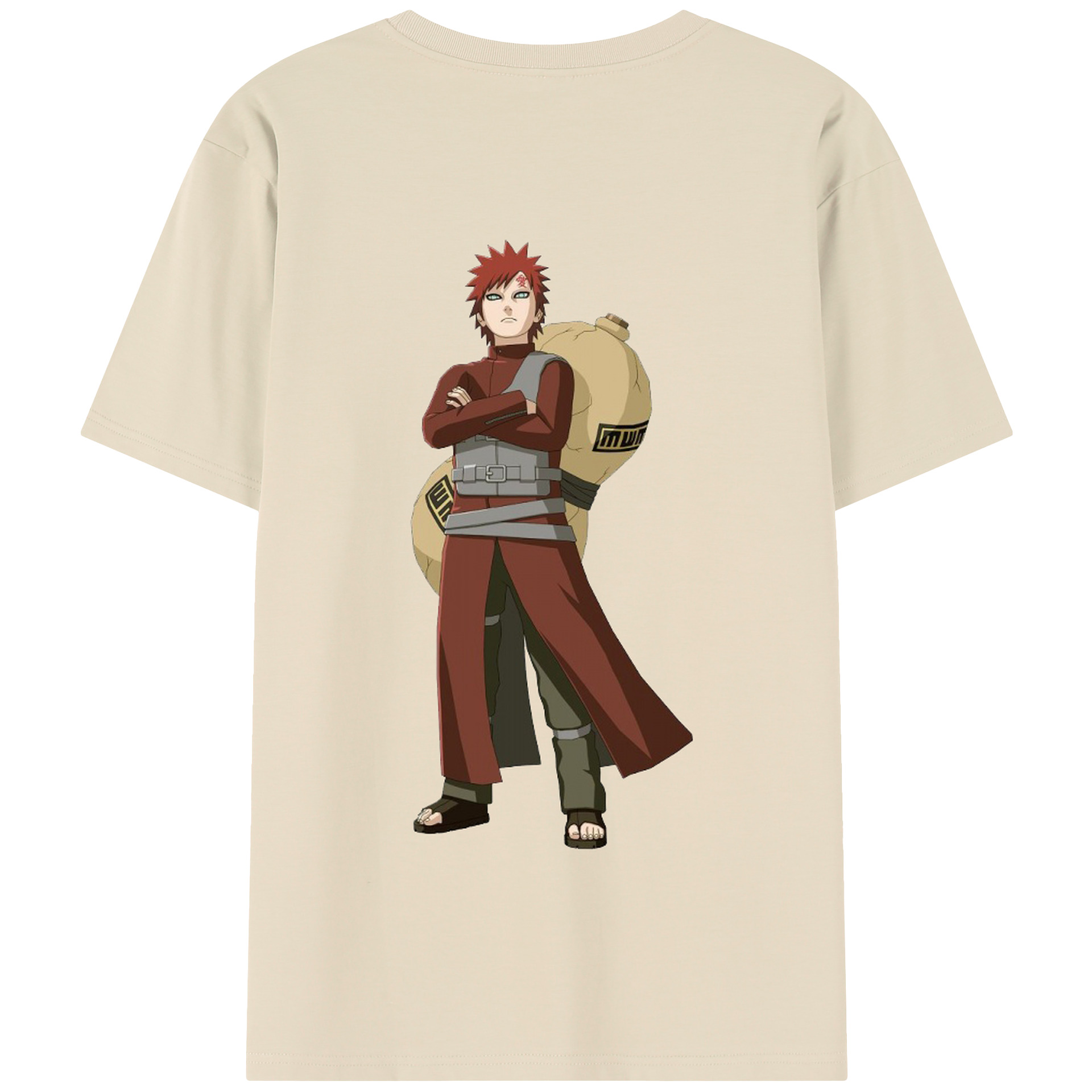 （画像用） NARUTO -ナルト- ガアラ Gaara 綿100％半袖Tシャツ（背面プリント）