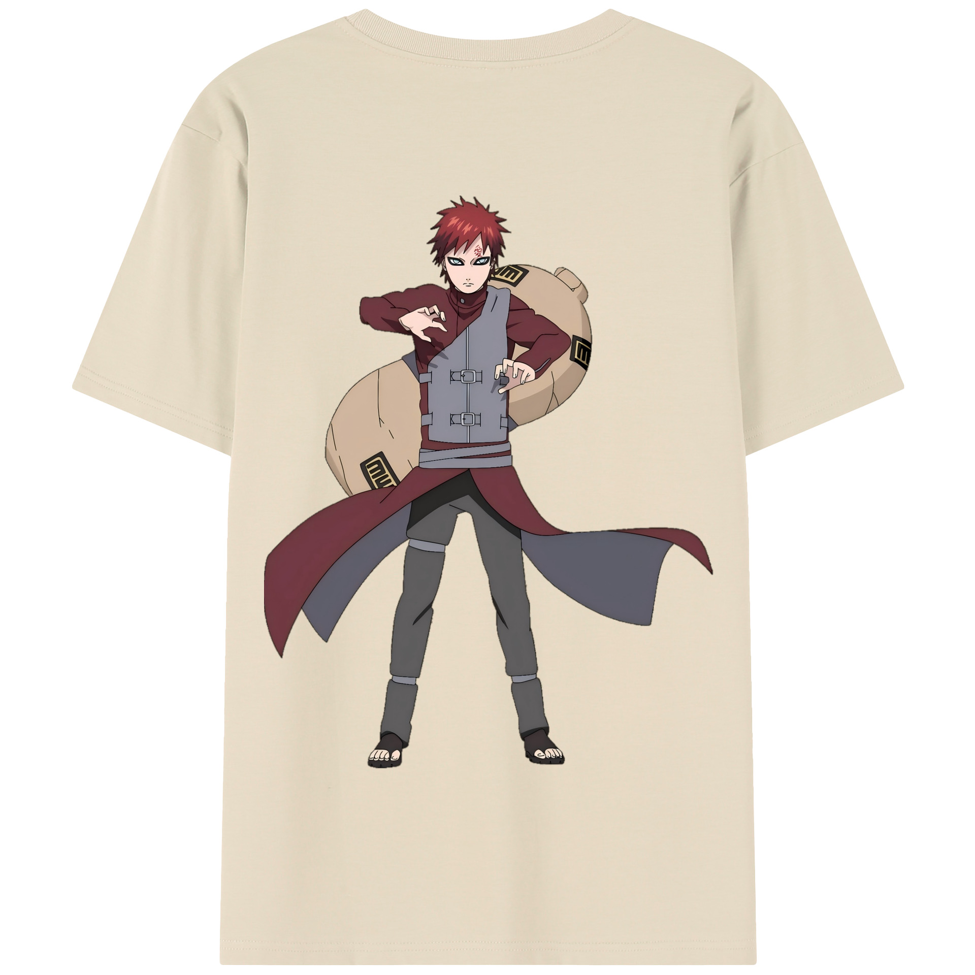（画像用） NARUTO -ナルト- ガアラ Gaara 綿100％半袖Tシャツ（背面プリント）