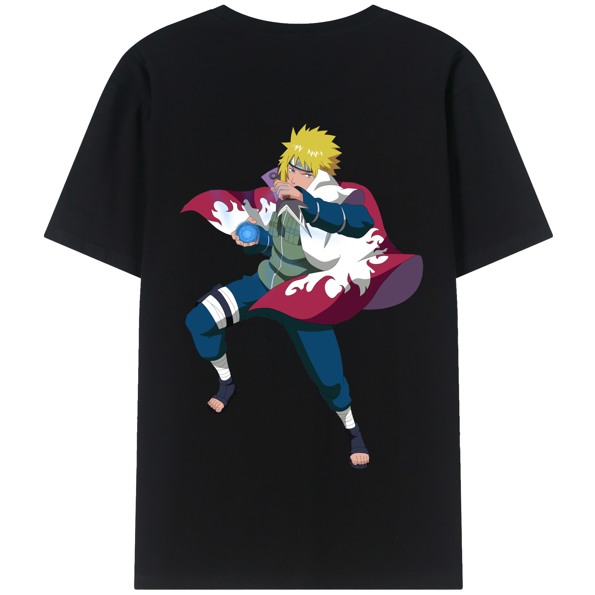 （画像用） NARUTO -ナルト- 波風 ミナト Namikaze Minato 綿100％半袖Tシャツ（背面プリント）