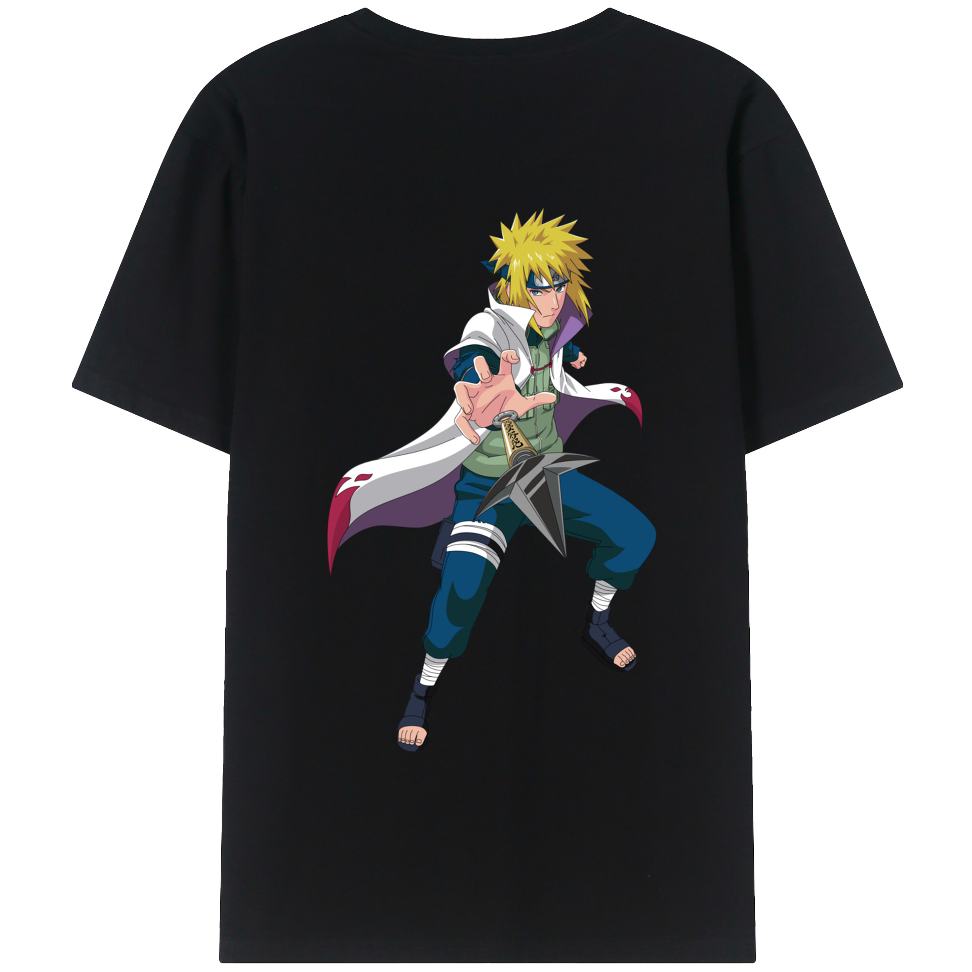 （画像用） NARUTO -ナルト- 波風 ミナト Namikaze Minato 綿100％半袖Tシャツ（背面プリント）