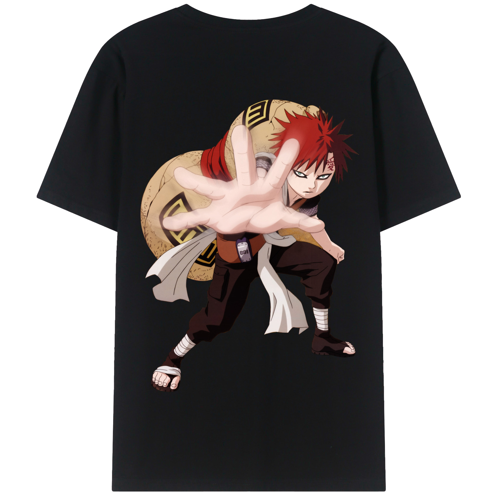 （画像用） NARUTO -ナルト- ガアラ Gaara 綿100％半袖Tシャツ（背面プリント）