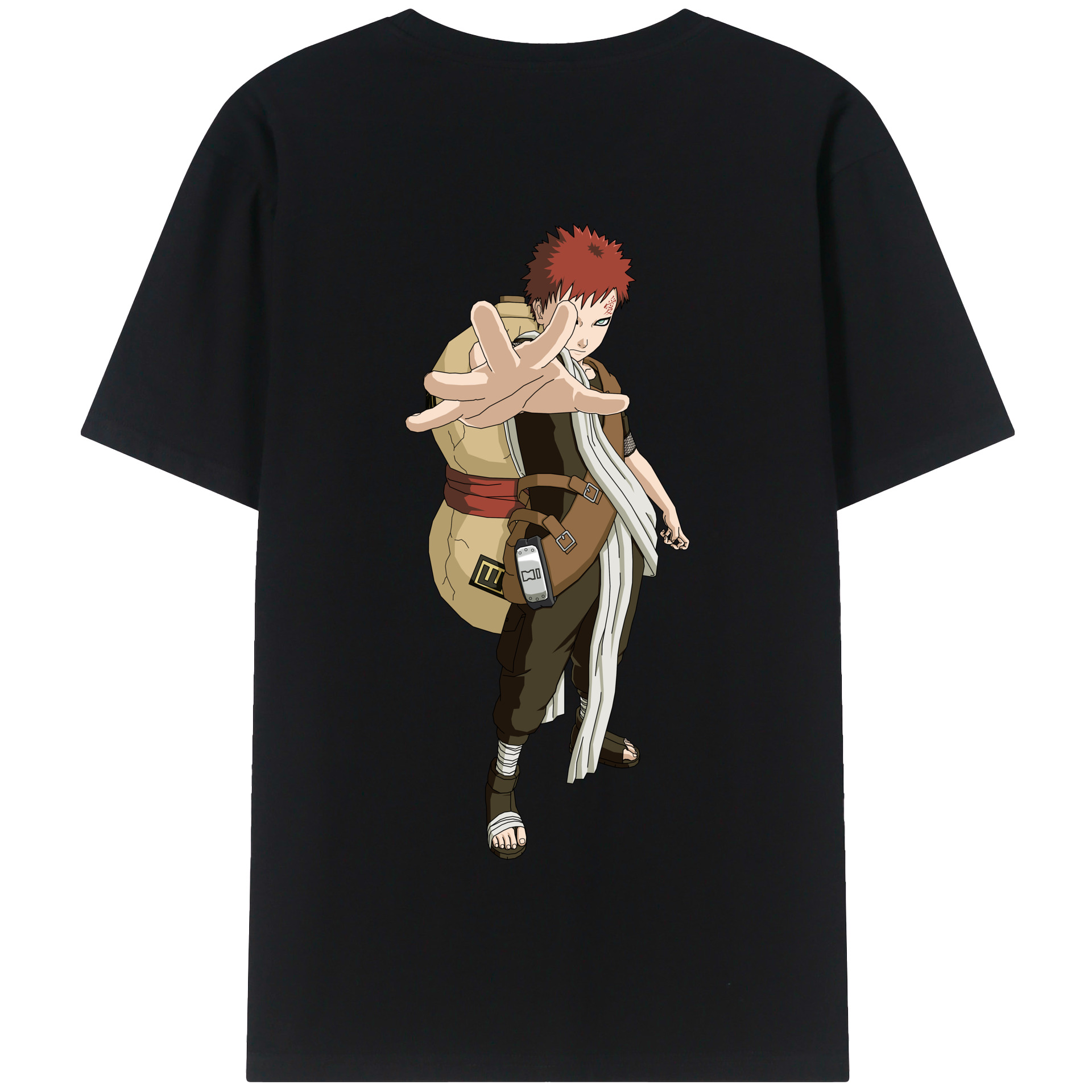 （画像用） NARUTO -ナルト- ガアラ Gaara 綿100％半袖Tシャツ（背面プリント）