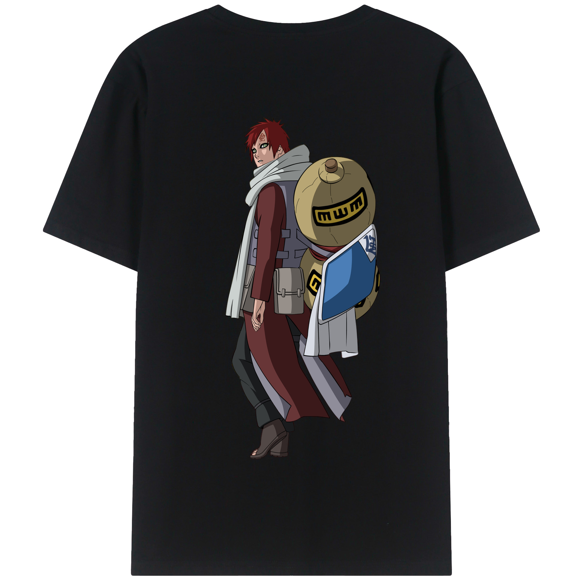 （画像用） NARUTO -ナルト- ガアラ Gaara 綿100％半袖Tシャツ（背面プリント）