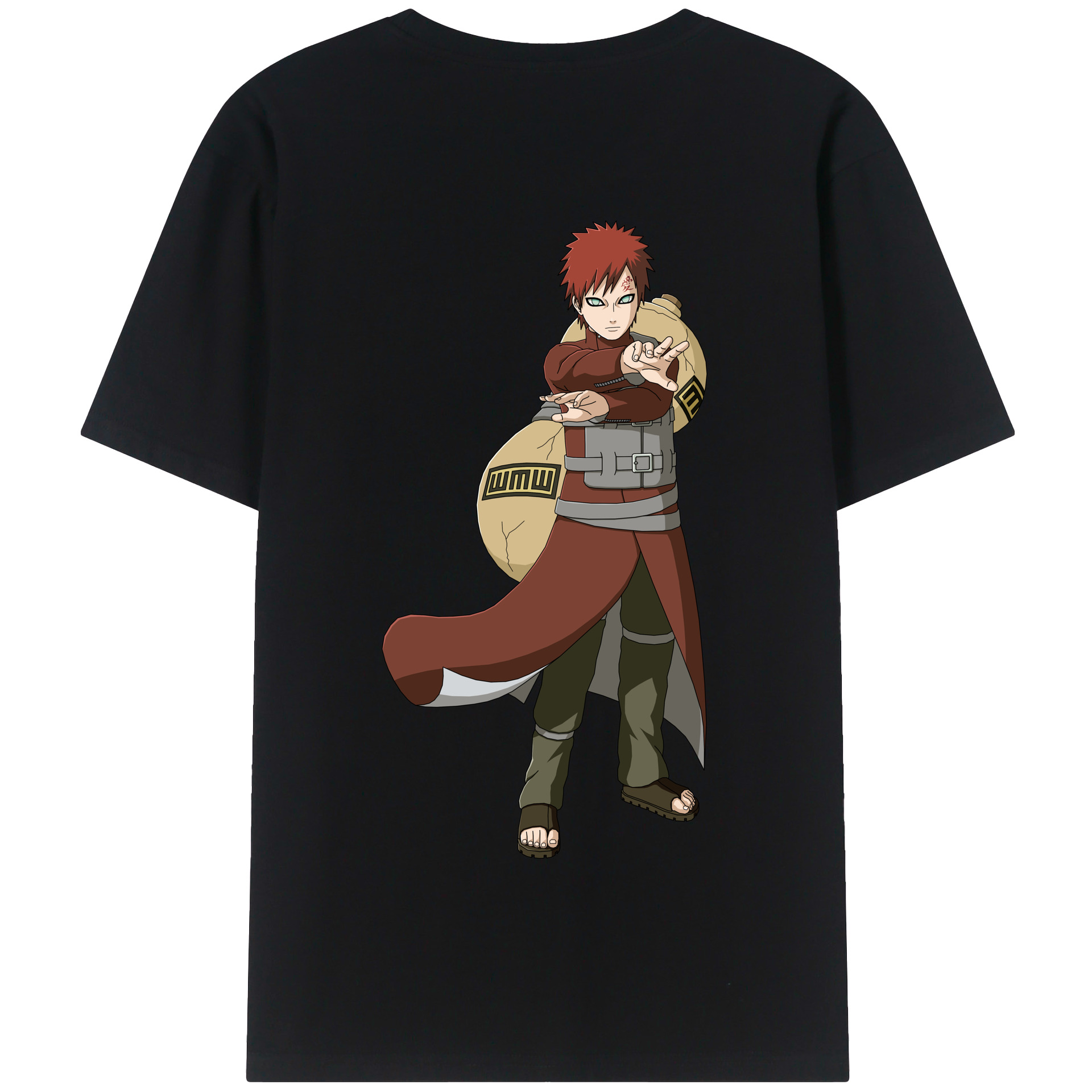 （画像用） NARUTO -ナルト- ガアラ Gaara 綿100％半袖Tシャツ（背面プリント）