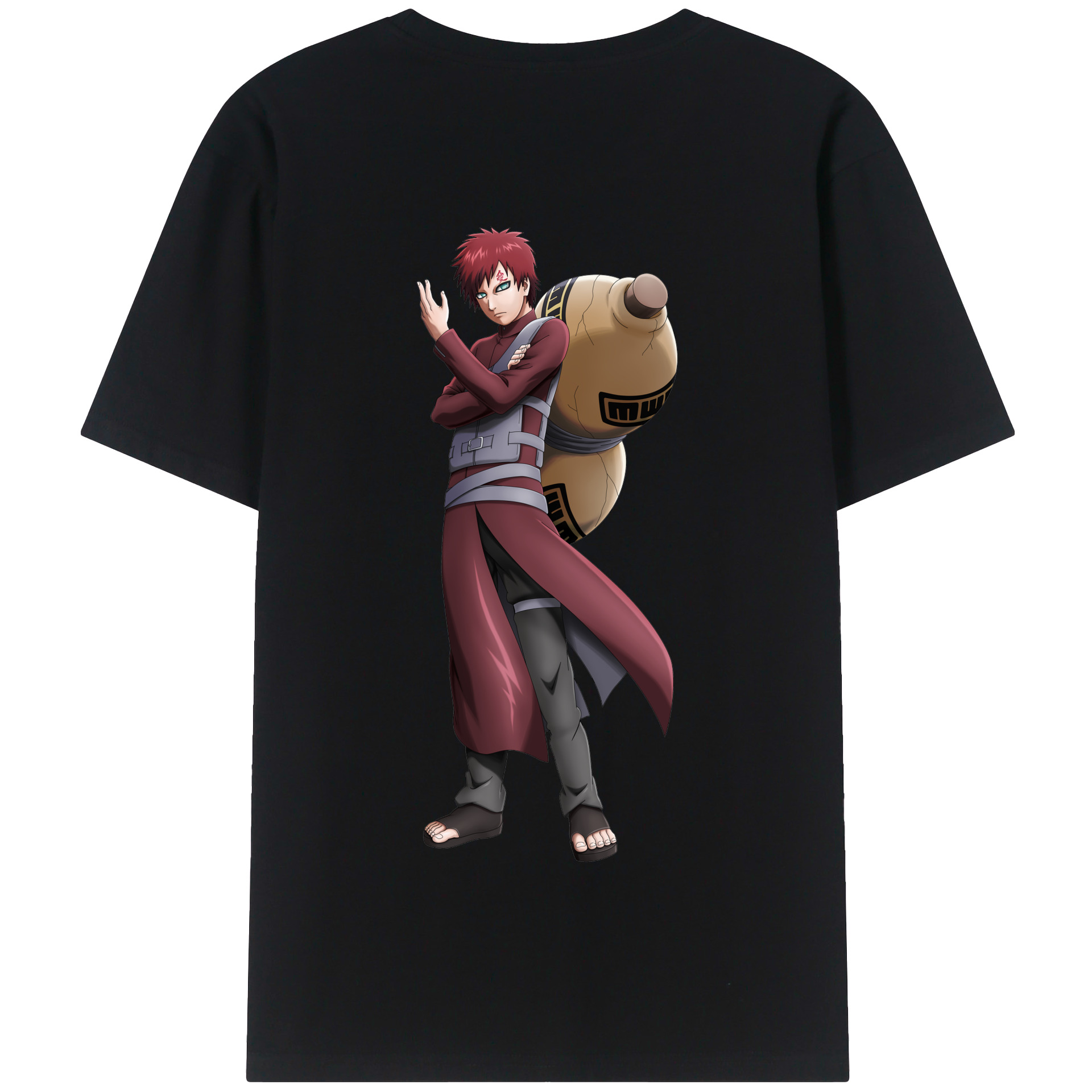 （画像用） NARUTO -ナルト- ガアラ Gaara 綿100％半袖Tシャツ（背面プリント）