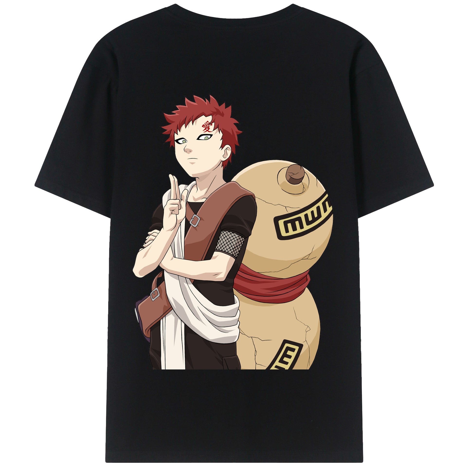 （画像用） NARUTO -ナルト- ガアラ Gaara 綿100％半袖Tシャツ（背面プリント）