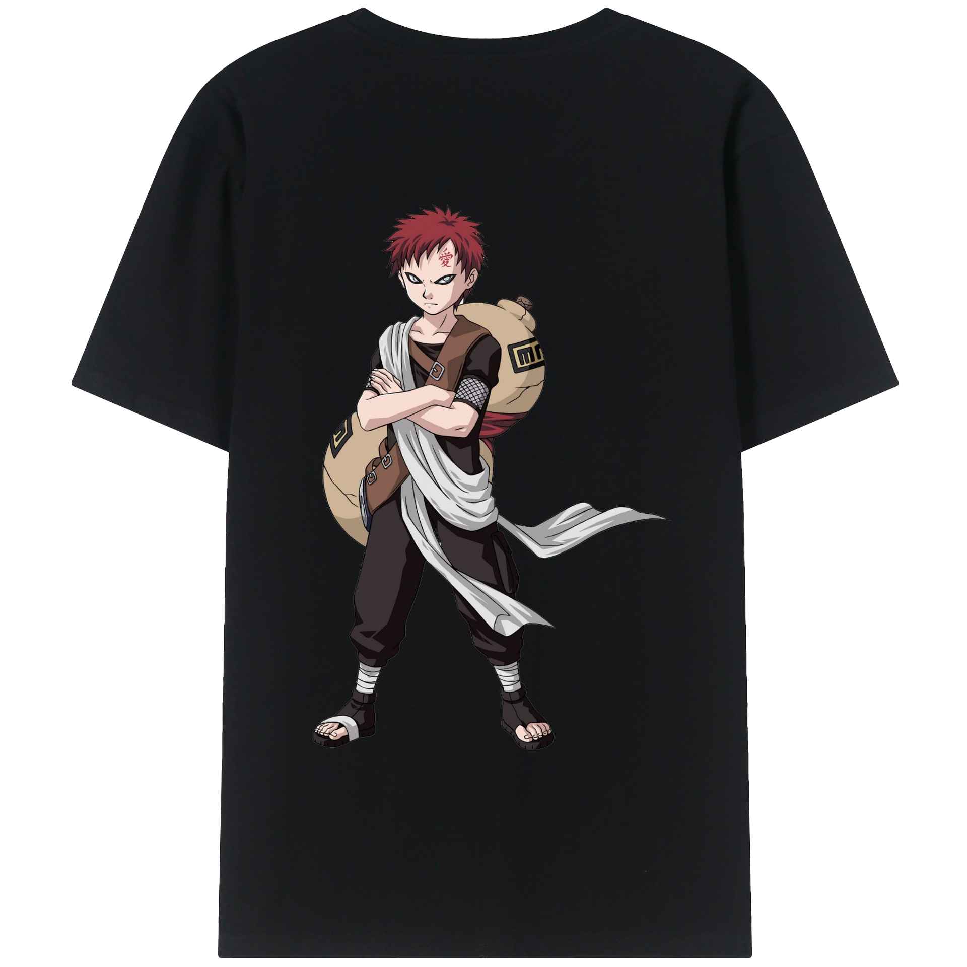 （画像用） NARUTO -ナルト- ガアラ Gaara 綿100％半袖Tシャツ（背面プリント）