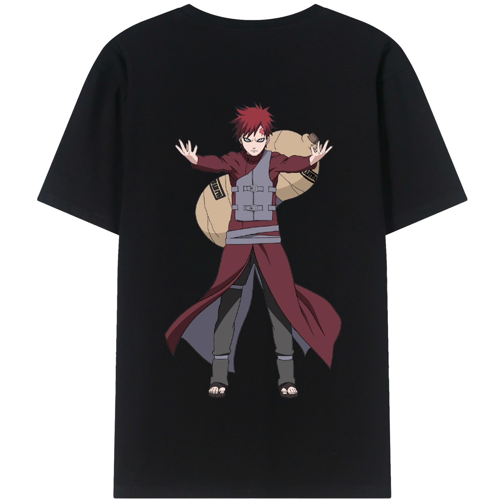 （画像用） NARUTO -ナルト- ガアラ Gaara 綿100％半袖Tシャツ（背面プリント）