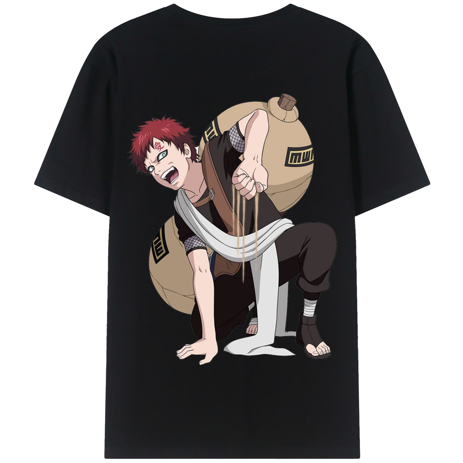 （画像用） NARUTO -ナルト- ガアラ Gaara 綿100％半袖Tシャツ（背面プリント）