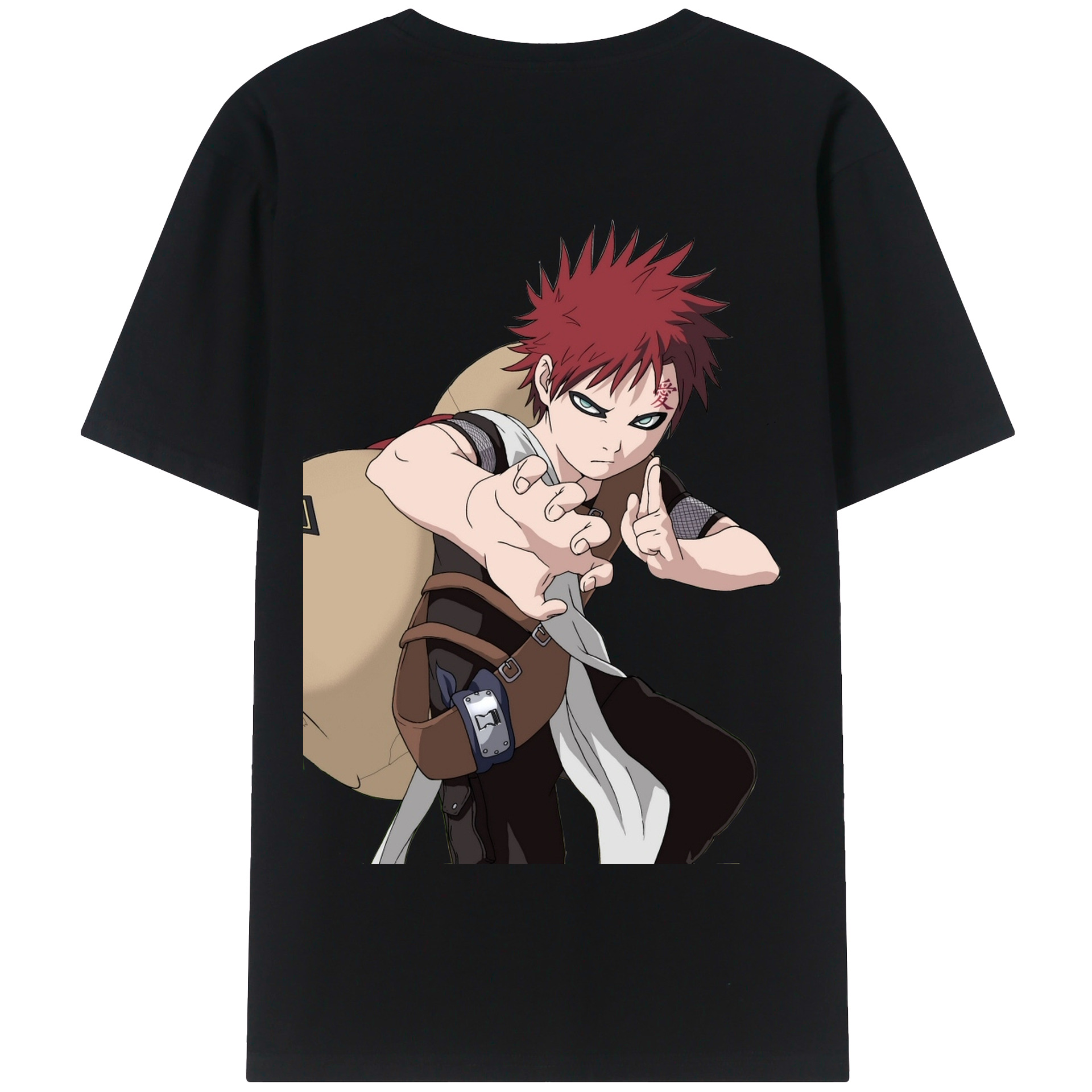 （画像用） NARUTO -ナルト- ガアラ Gaara 綿100％半袖Tシャツ（背面プリント）