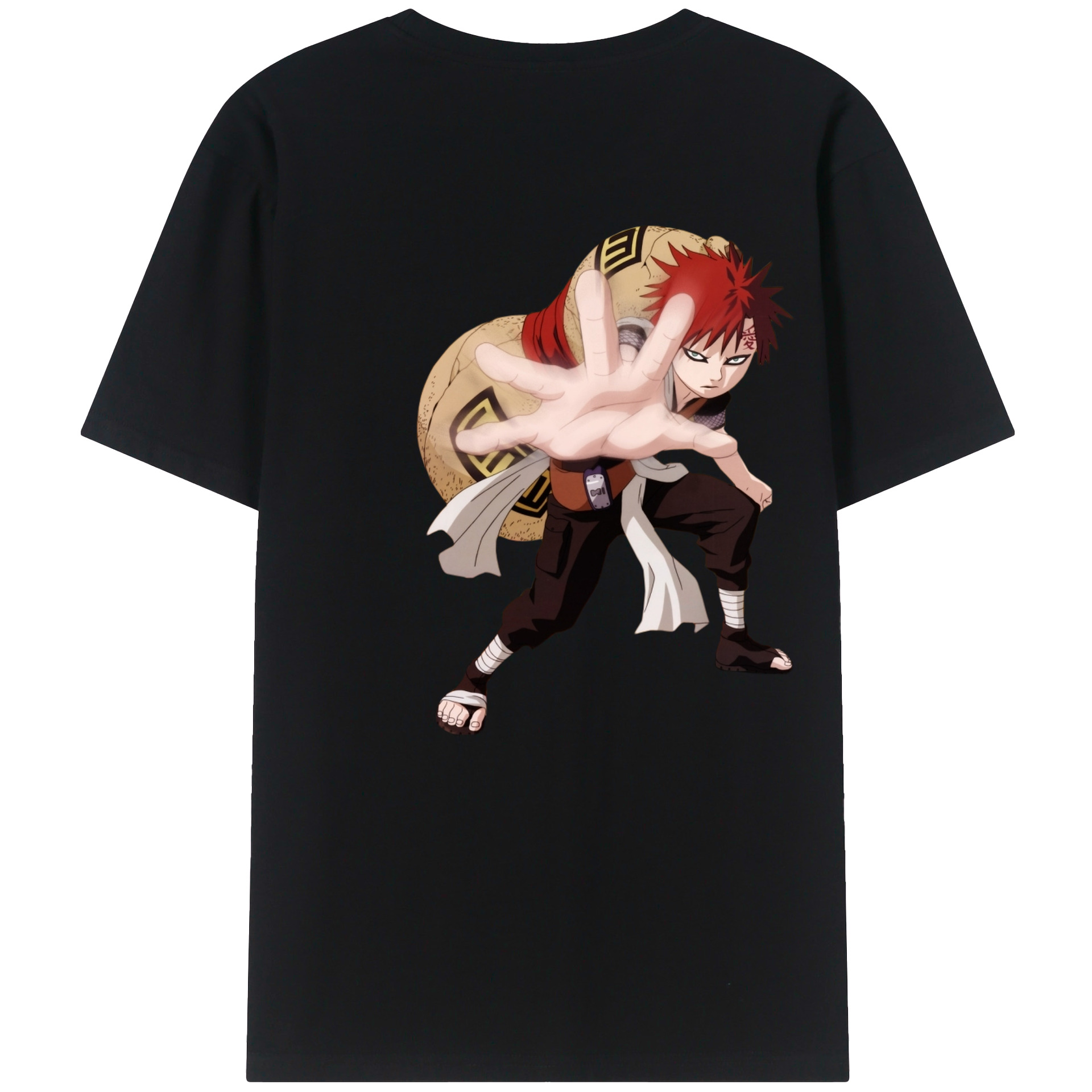 （画像用） NARUTO -ナルト- ガアラ Gaara 綿100％半袖Tシャツ（背面プリント）