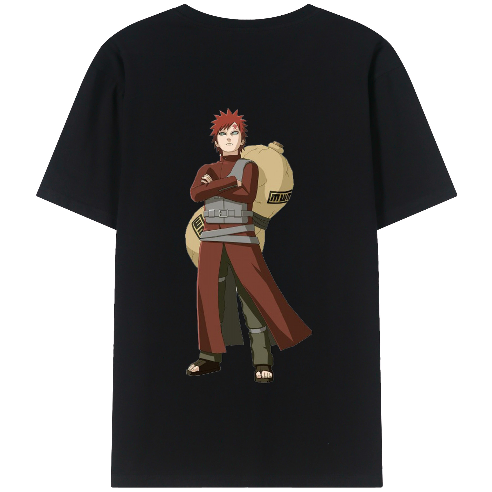 （画像用） NARUTO -ナルト- ガアラ Gaara 綿100％半袖Tシャツ（背面プリント）