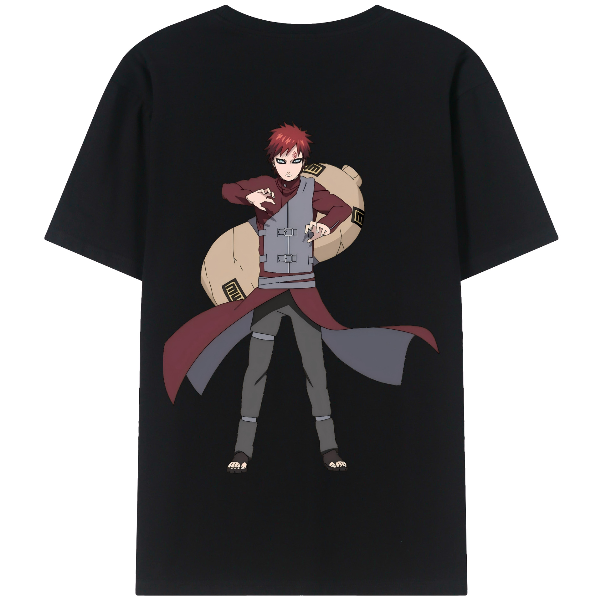 （画像用） NARUTO -ナルト- ガアラ Gaara 綿100％半袖Tシャツ（背面プリント）