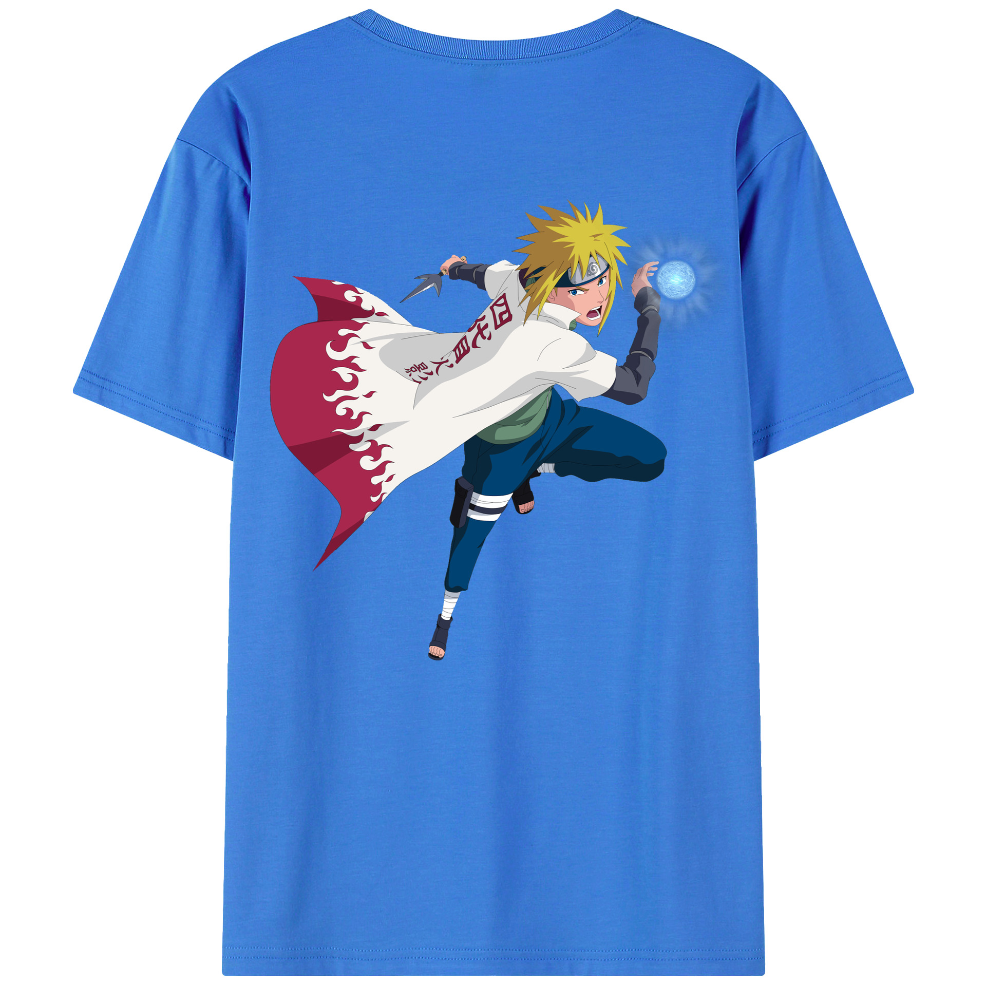 （画像用） NARUTO -ナルト- 波風 ミナト Namikaze Minato 綿100％半袖Tシャツ（背面プリント）