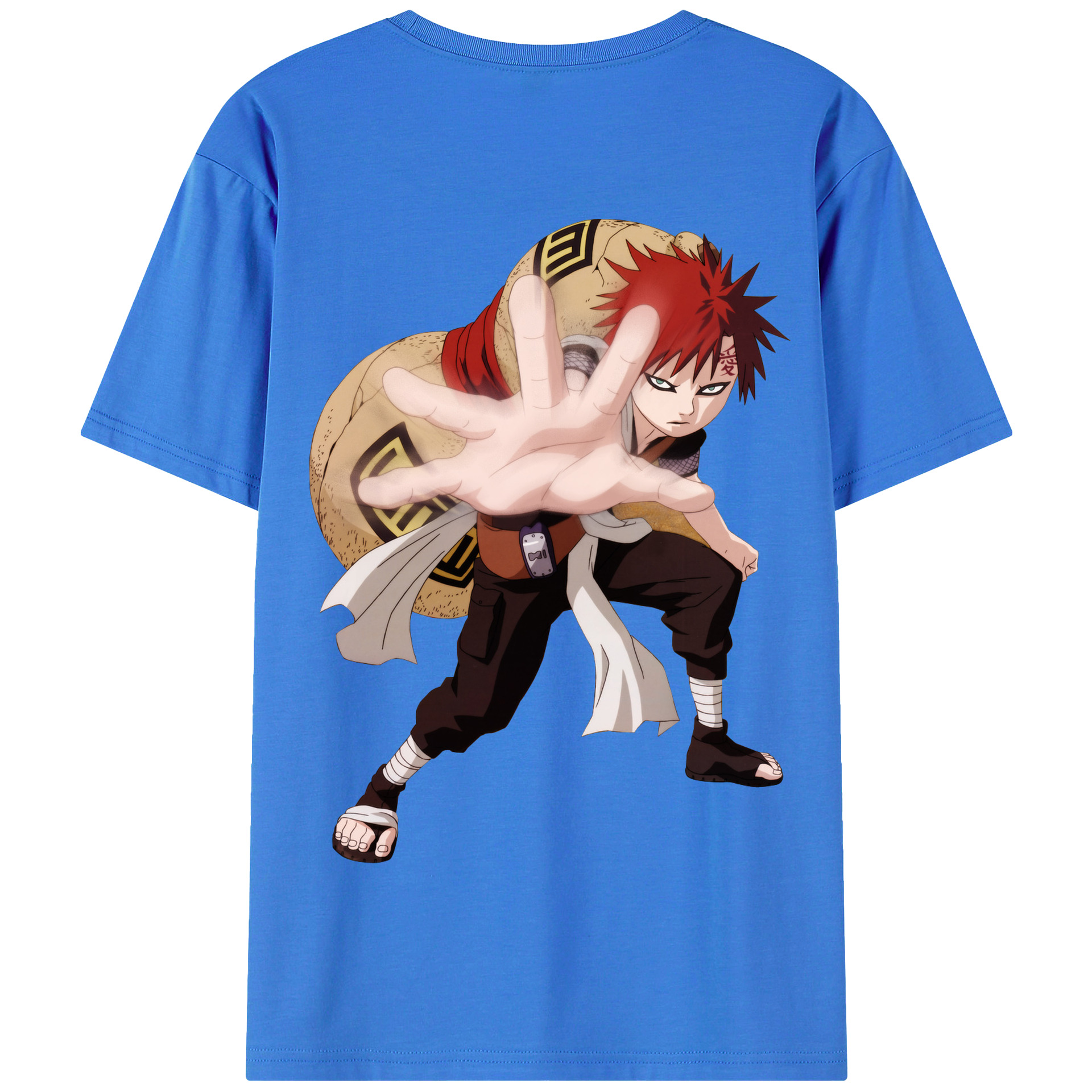 （画像用） NARUTO -ナルト- ガアラ Gaara 綿100％半袖Tシャツ（背面プリント）