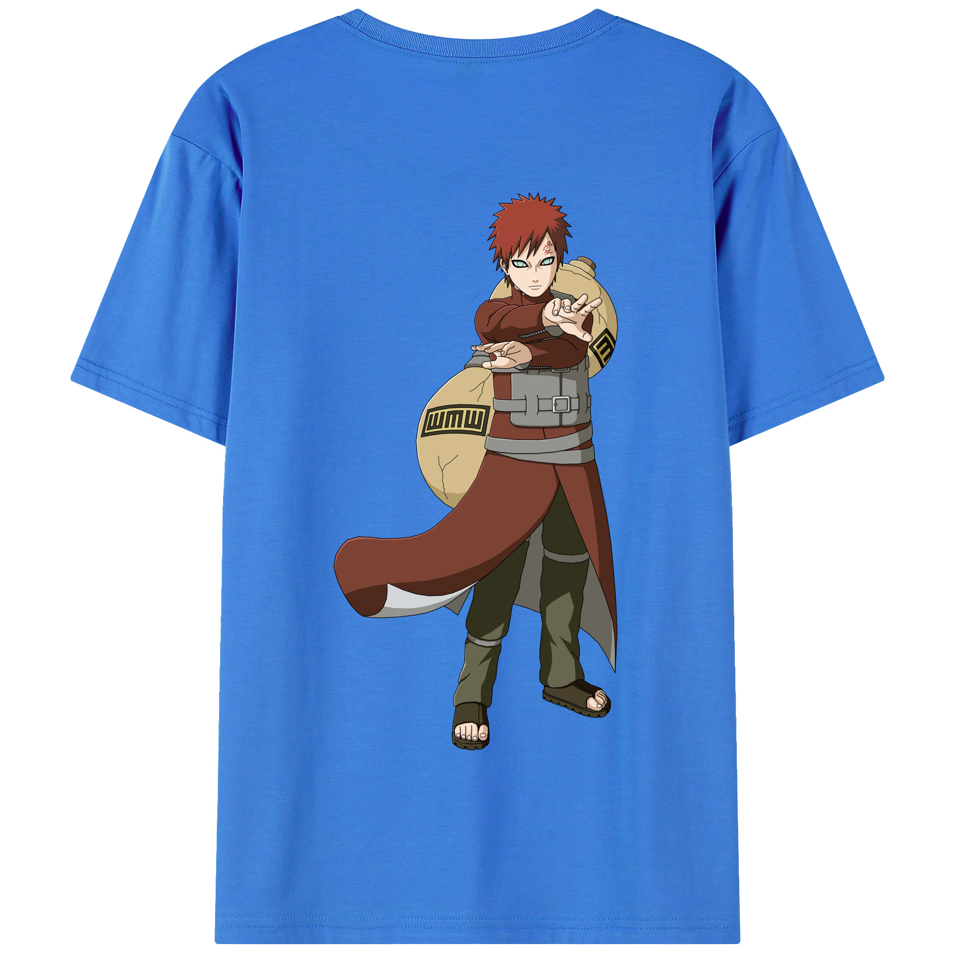 （画像用） NARUTO -ナルト- ガアラ Gaara 綿100％半袖Tシャツ（背面プリント）