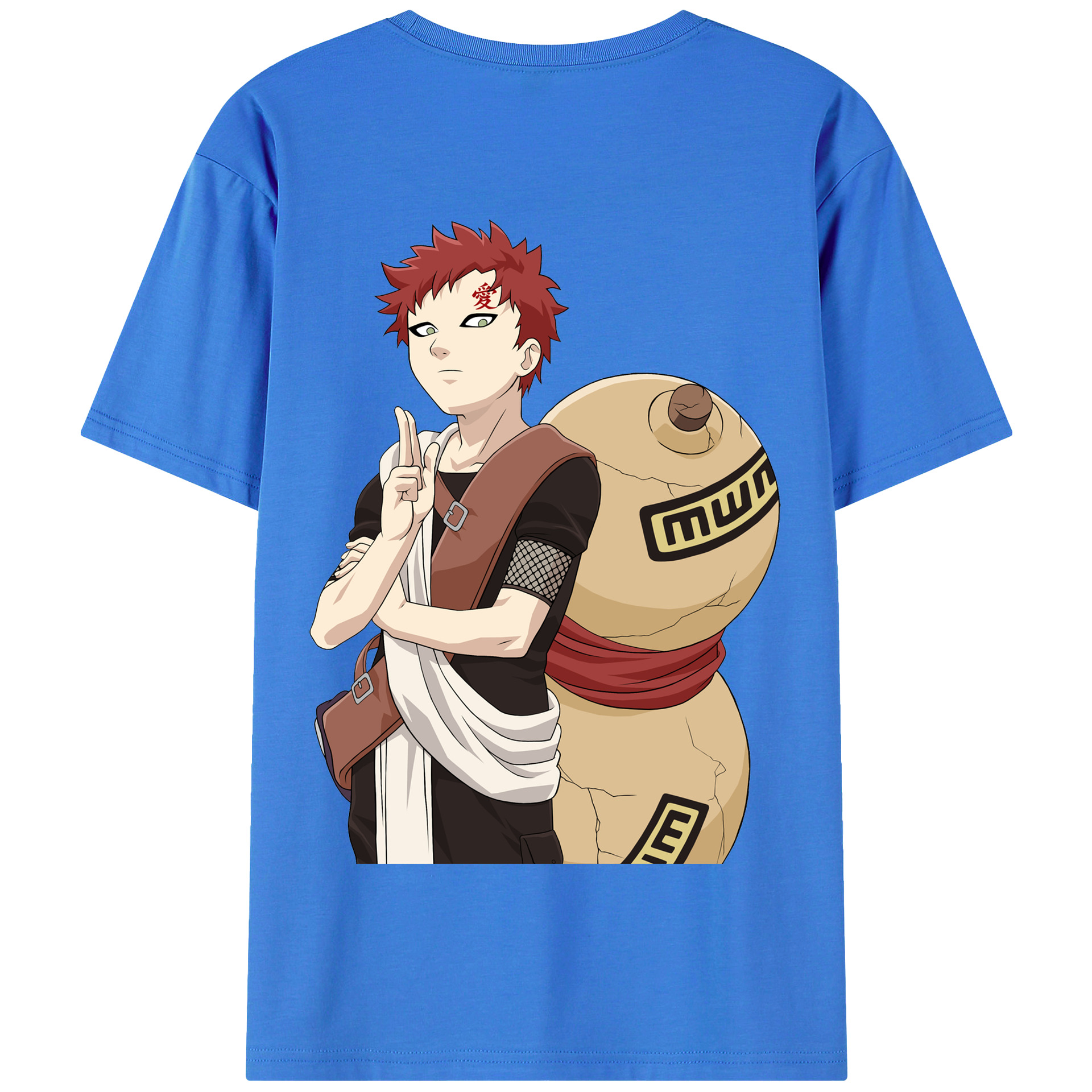（画像用） NARUTO -ナルト- ガアラ Gaara 綿100％半袖Tシャツ（背面プリント）