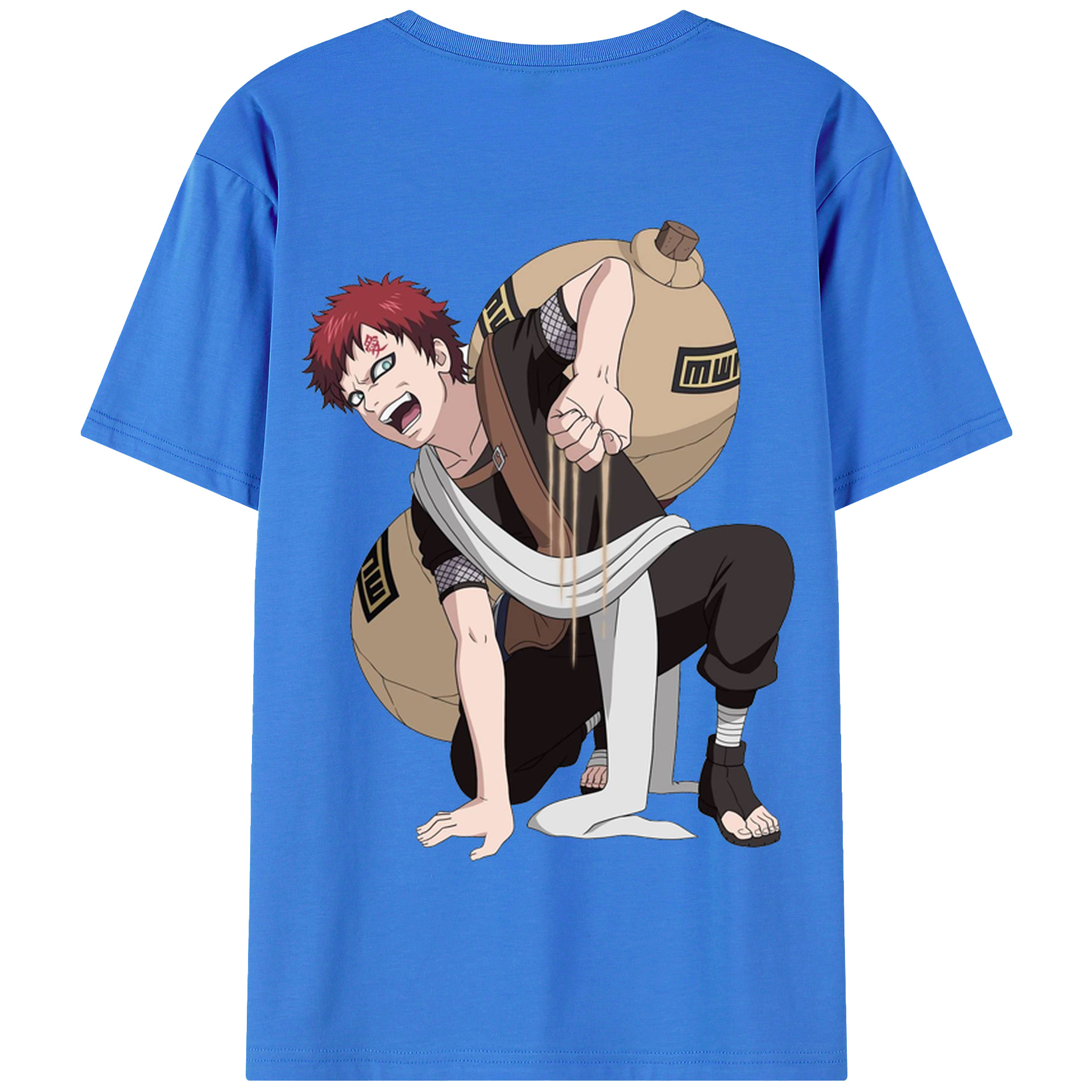 （画像用） NARUTO -ナルト- ガアラ Gaara 綿100％半袖Tシャツ（背面プリント）