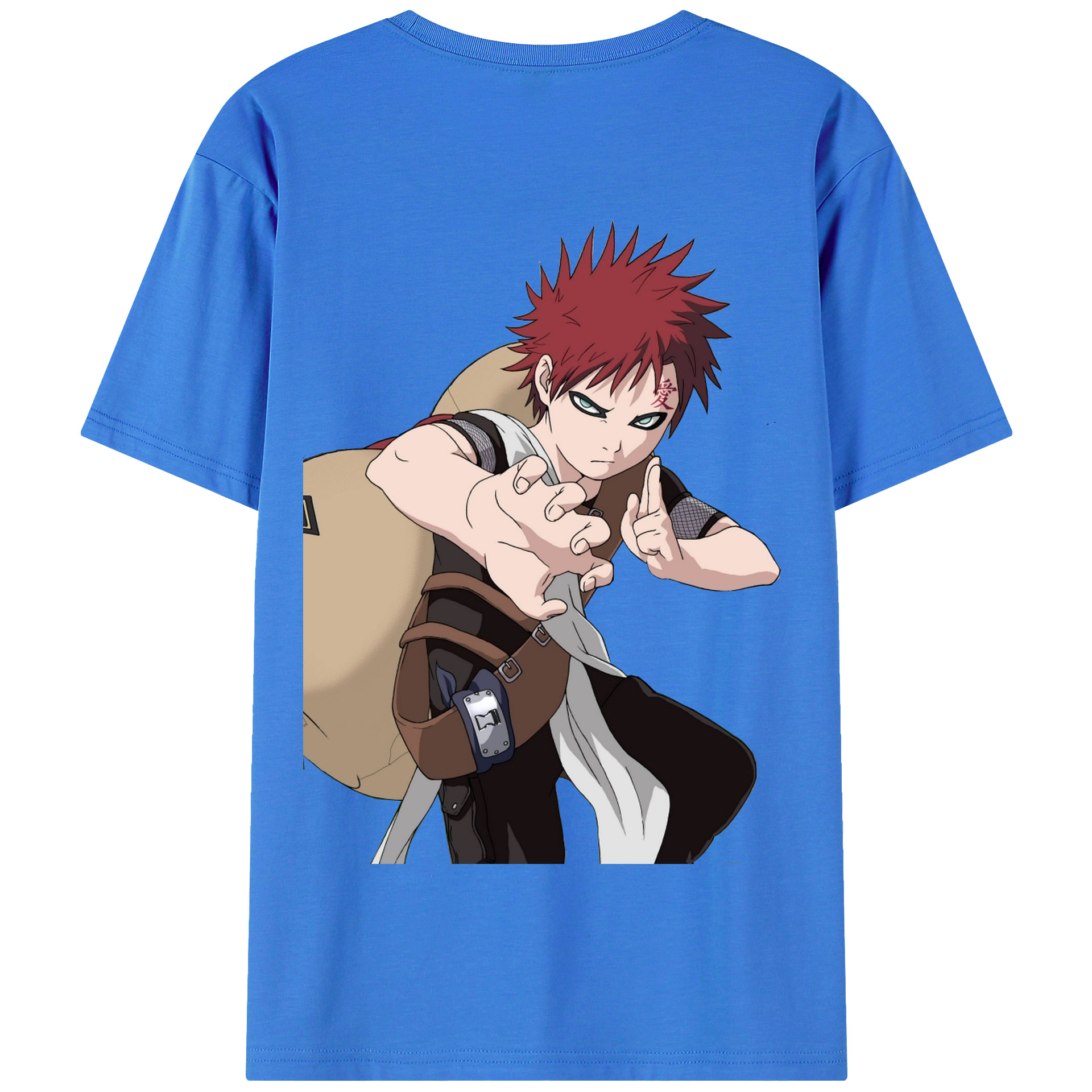 （画像用） NARUTO -ナルト- ガアラ Gaara 綿100％半袖Tシャツ（背面プリント）