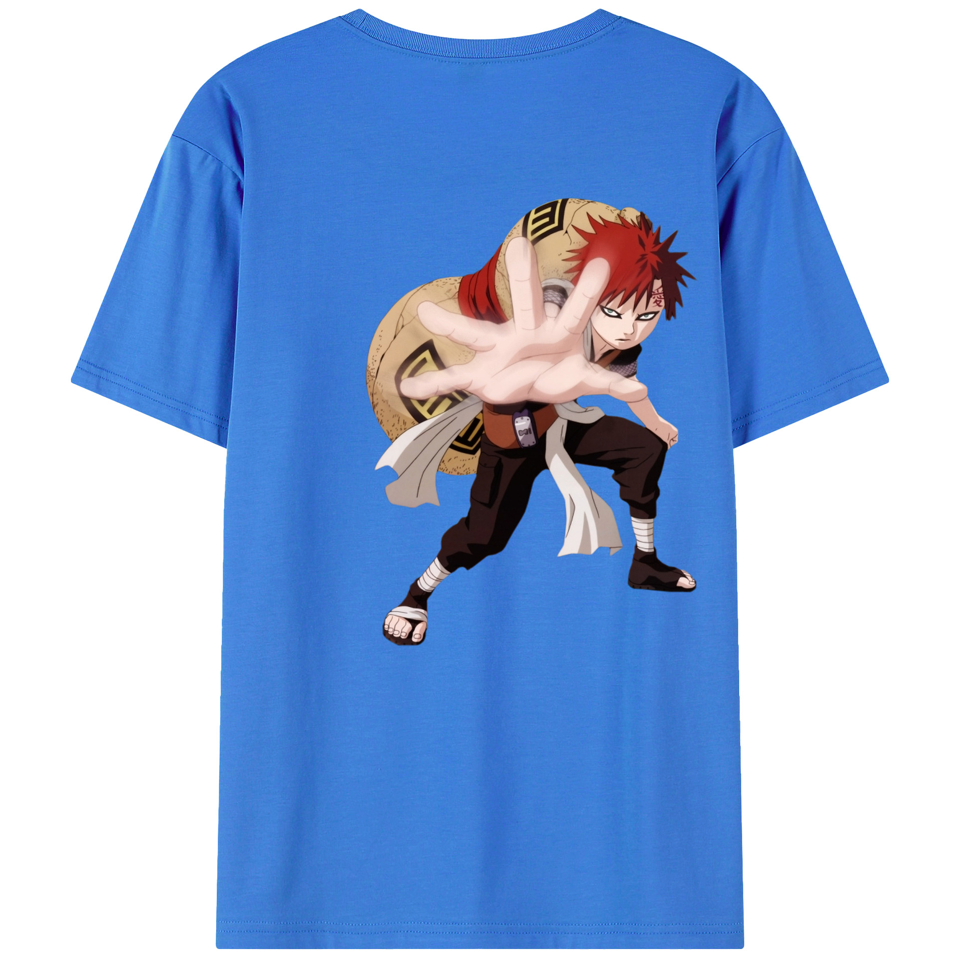 （画像用） NARUTO -ナルト- ガアラ Gaara 綿100％半袖Tシャツ（背面プリント）