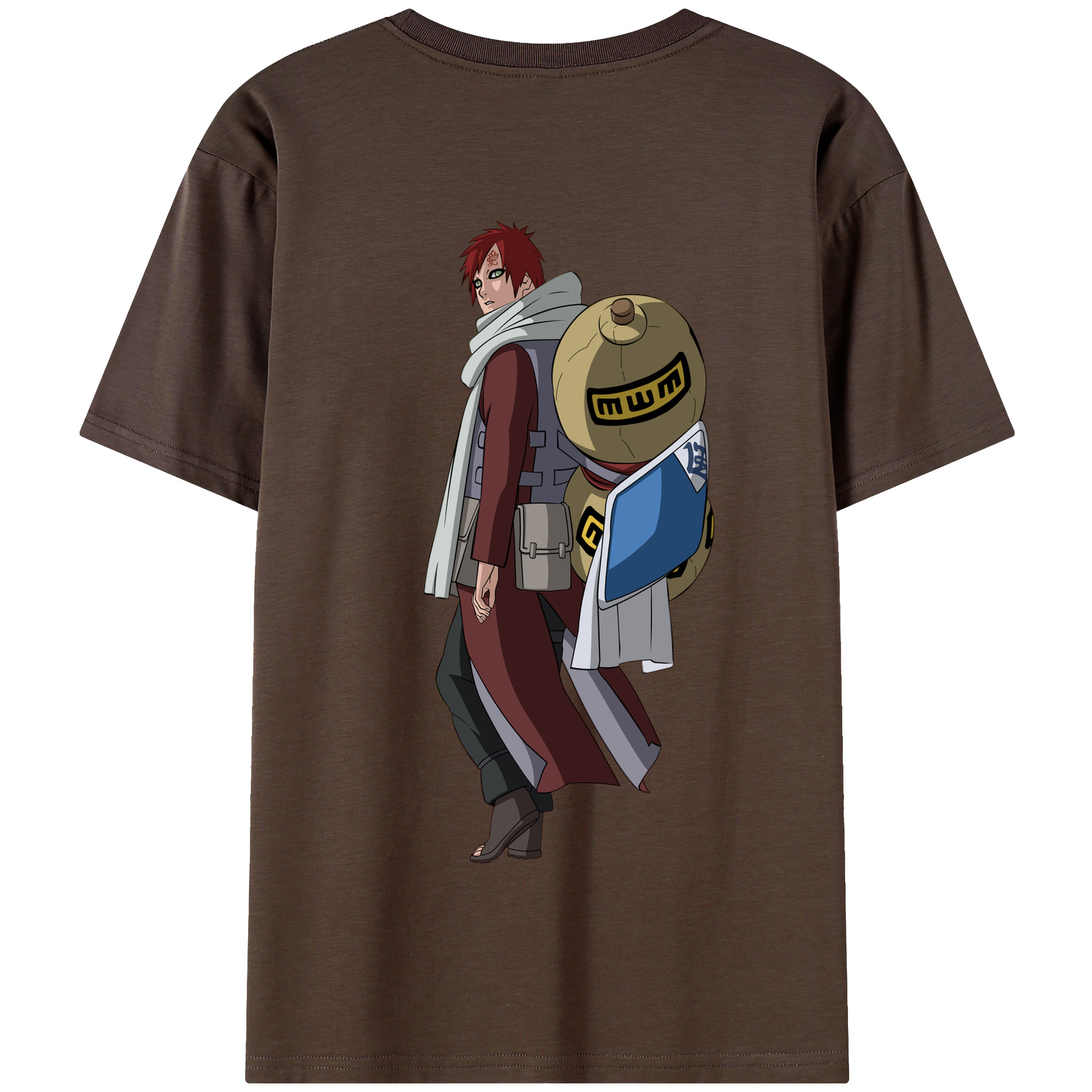 （画像用） NARUTO -ナルト- ガアラ Gaara 綿100％半袖Tシャツ（背面プリント）