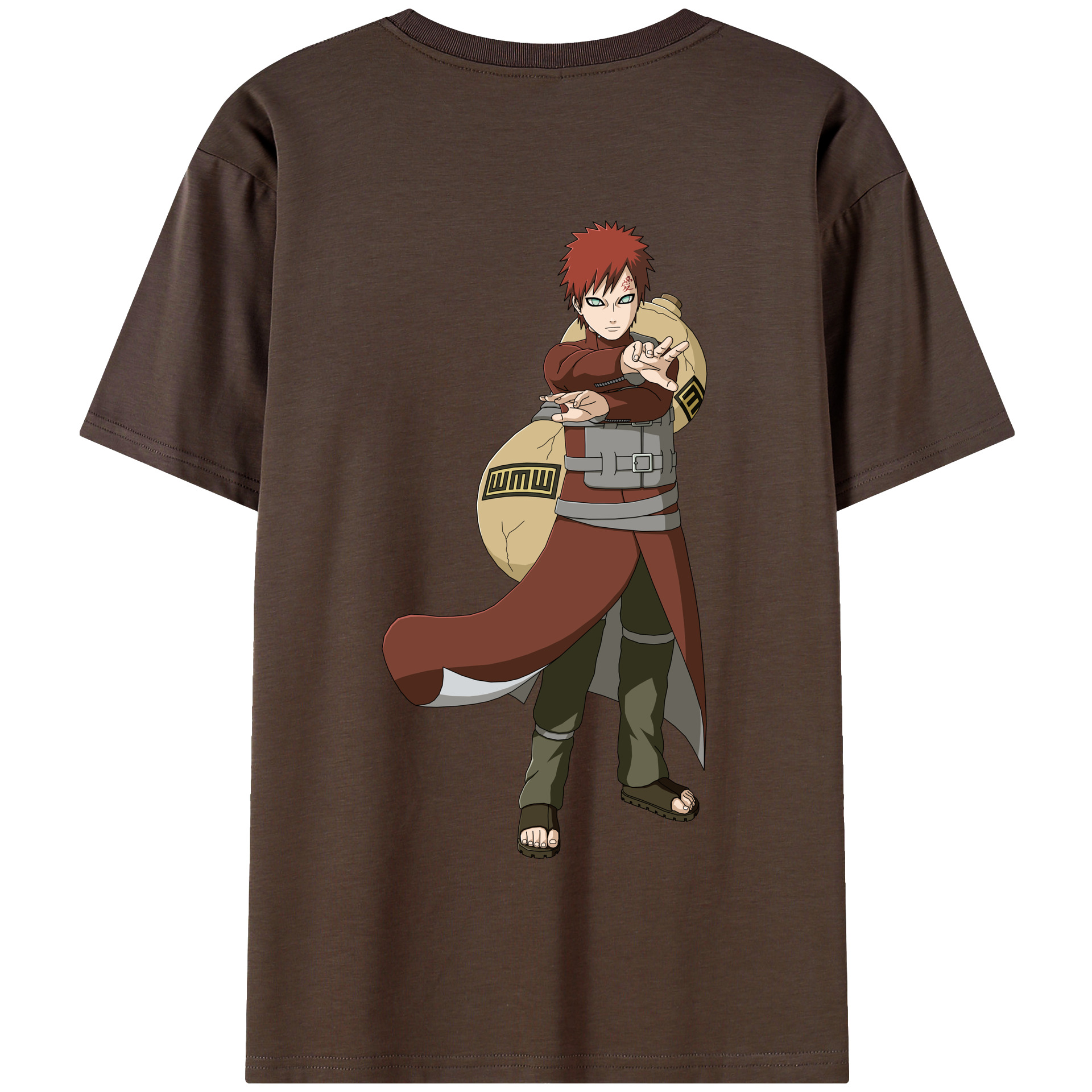 （画像用） NARUTO -ナルト- ガアラ Gaara 綿100％半袖Tシャツ（背面プリント）
