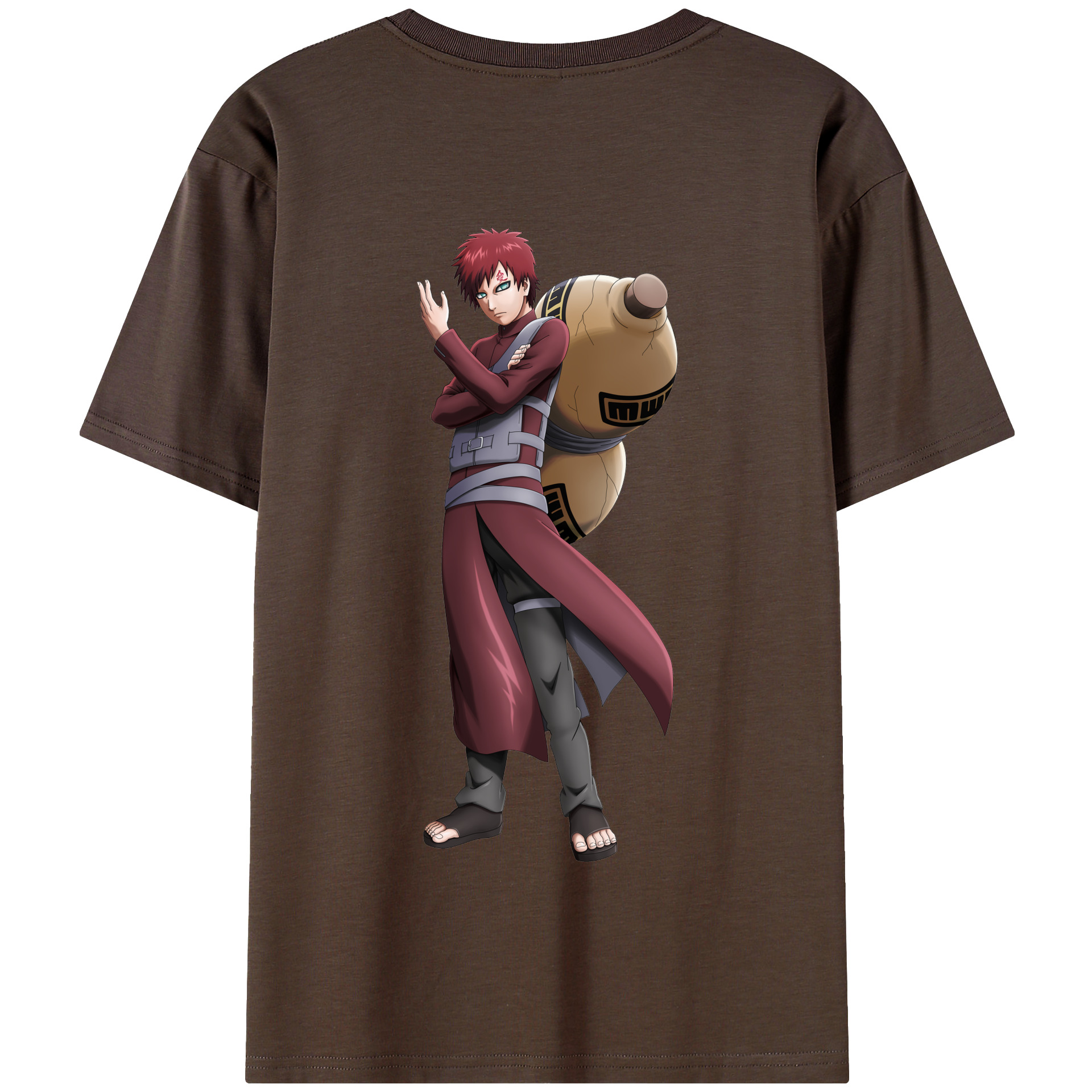 （画像用） NARUTO -ナルト- ガアラ Gaara 綿100％半袖Tシャツ（背面プリント）