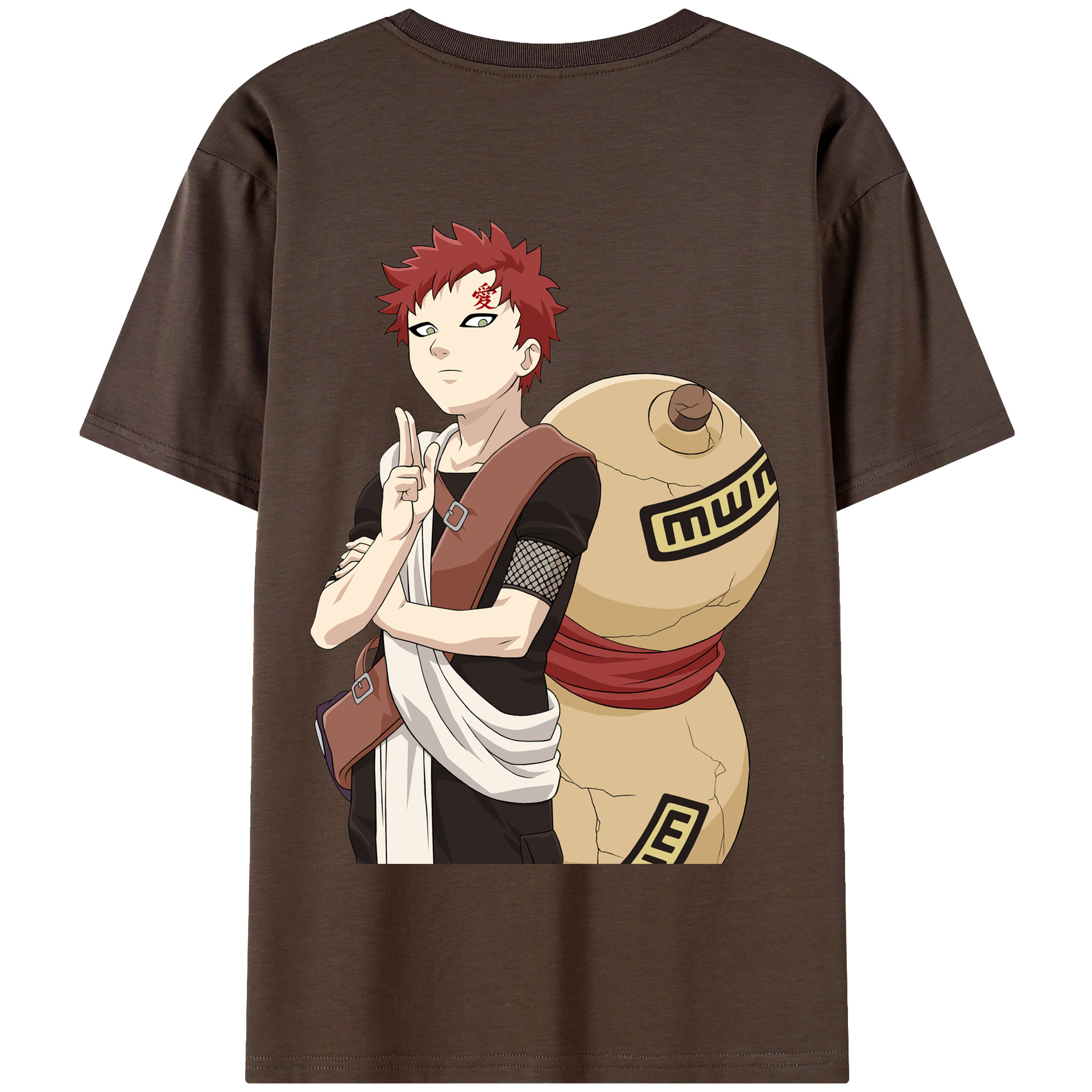（画像用） NARUTO -ナルト- ガアラ Gaara 綿100％半袖Tシャツ（背面プリント）