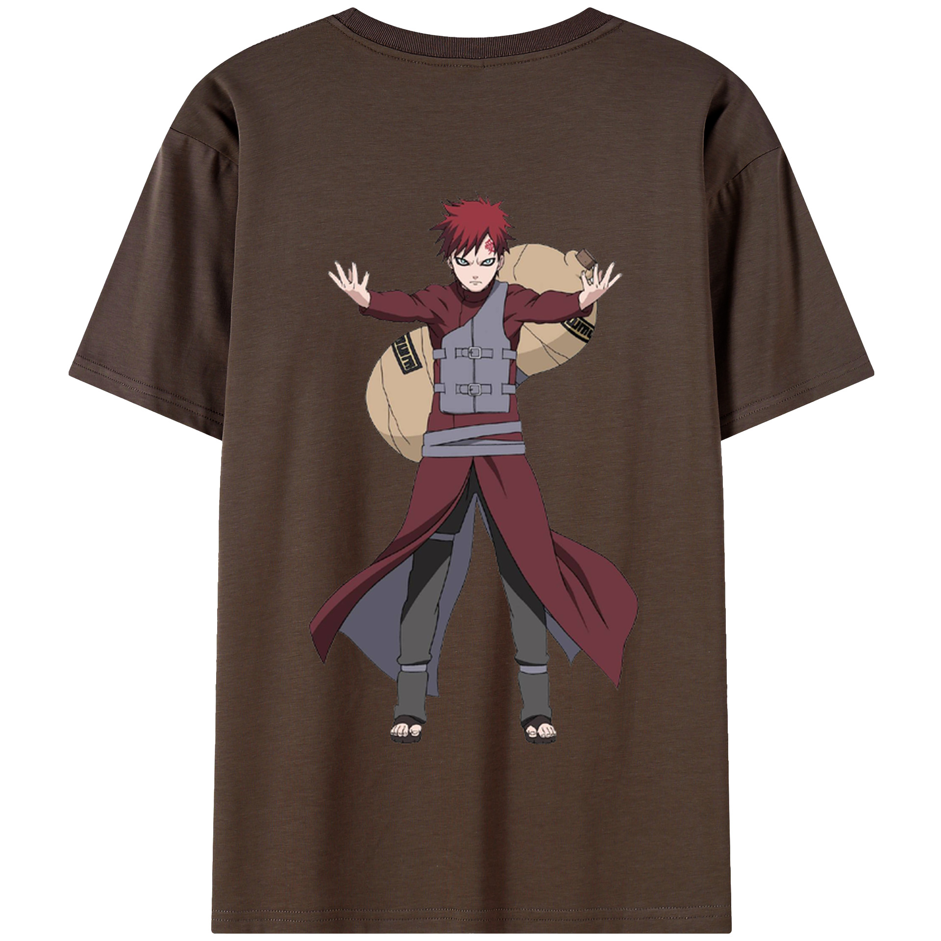 （画像用） NARUTO -ナルト- ガアラ Gaara 綿100％半袖Tシャツ（背面プリント）