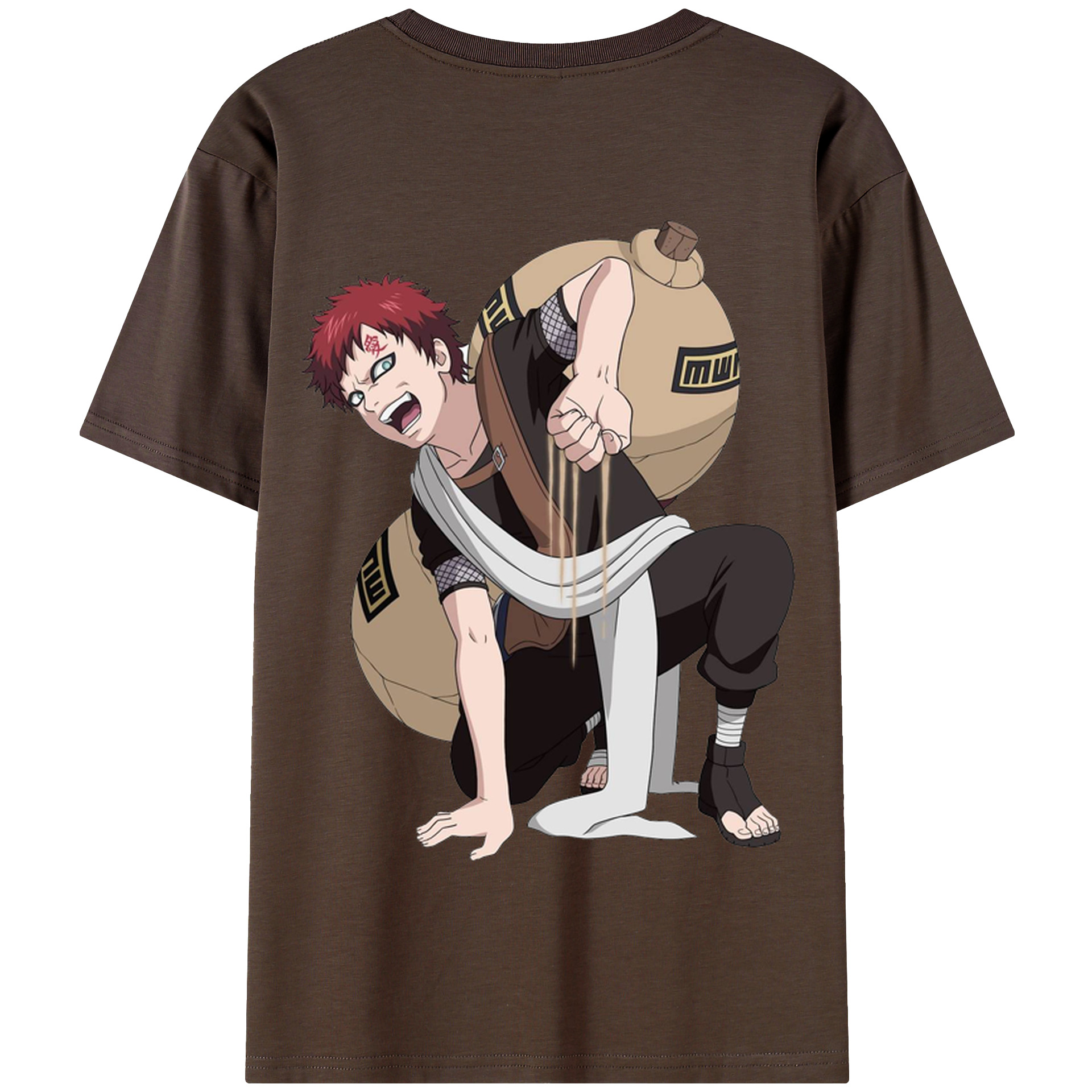 （画像用） NARUTO -ナルト- ガアラ Gaara 綿100％半袖Tシャツ（背面プリント）
