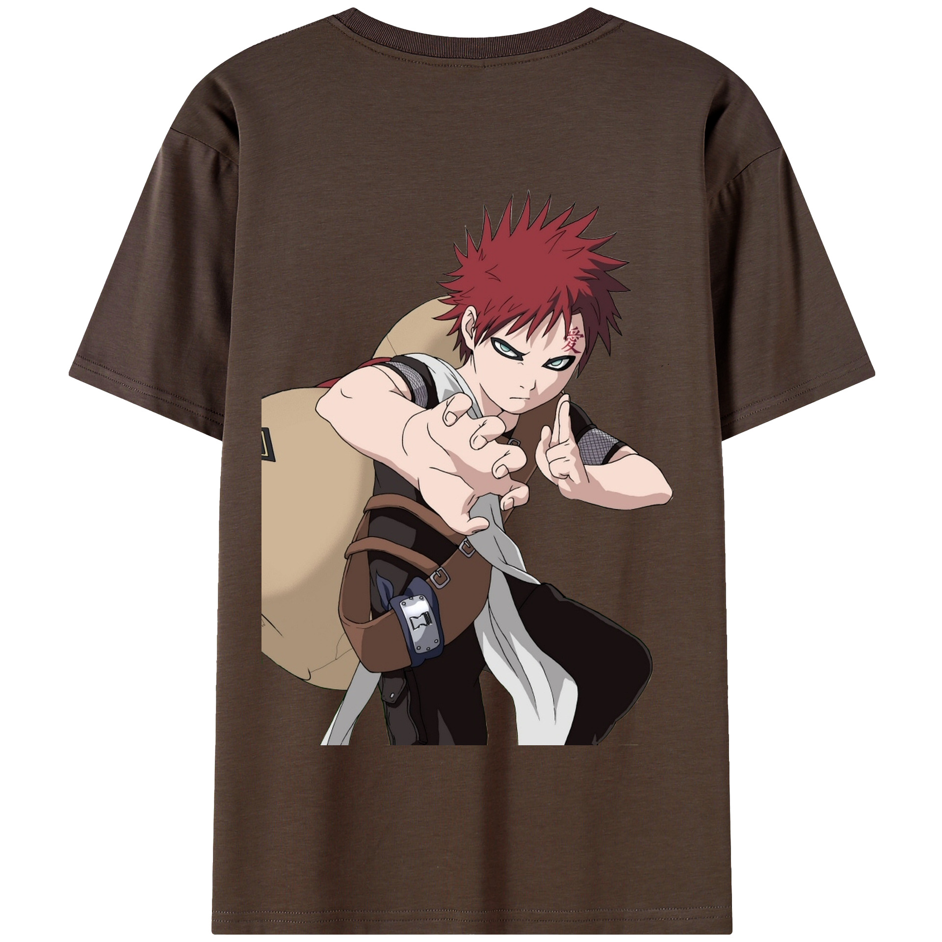 （画像用） NARUTO -ナルト- ガアラ Gaara 綿100％半袖Tシャツ（背面プリント）