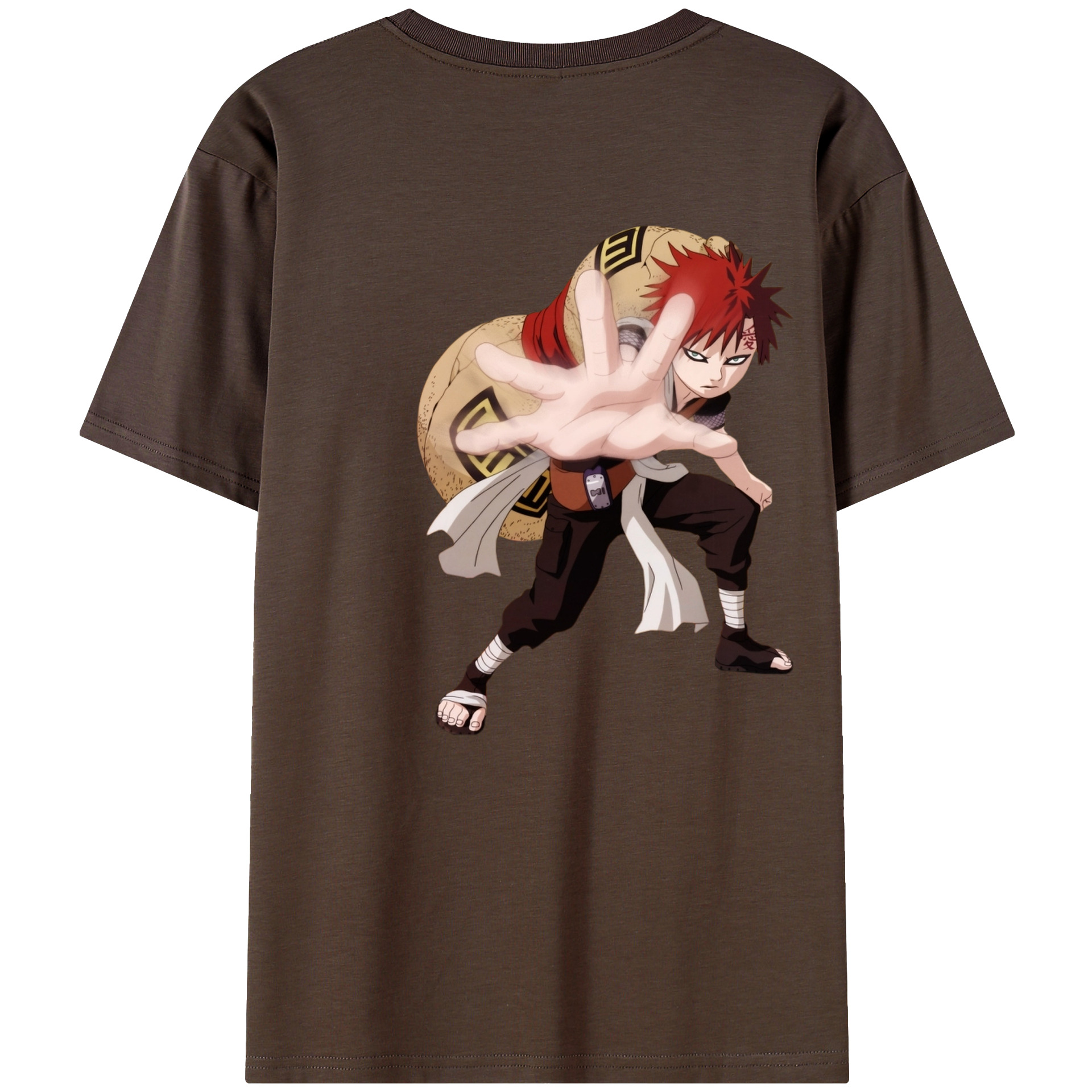 （画像用） NARUTO -ナルト- ガアラ Gaara 綿100％半袖Tシャツ（背面プリント）