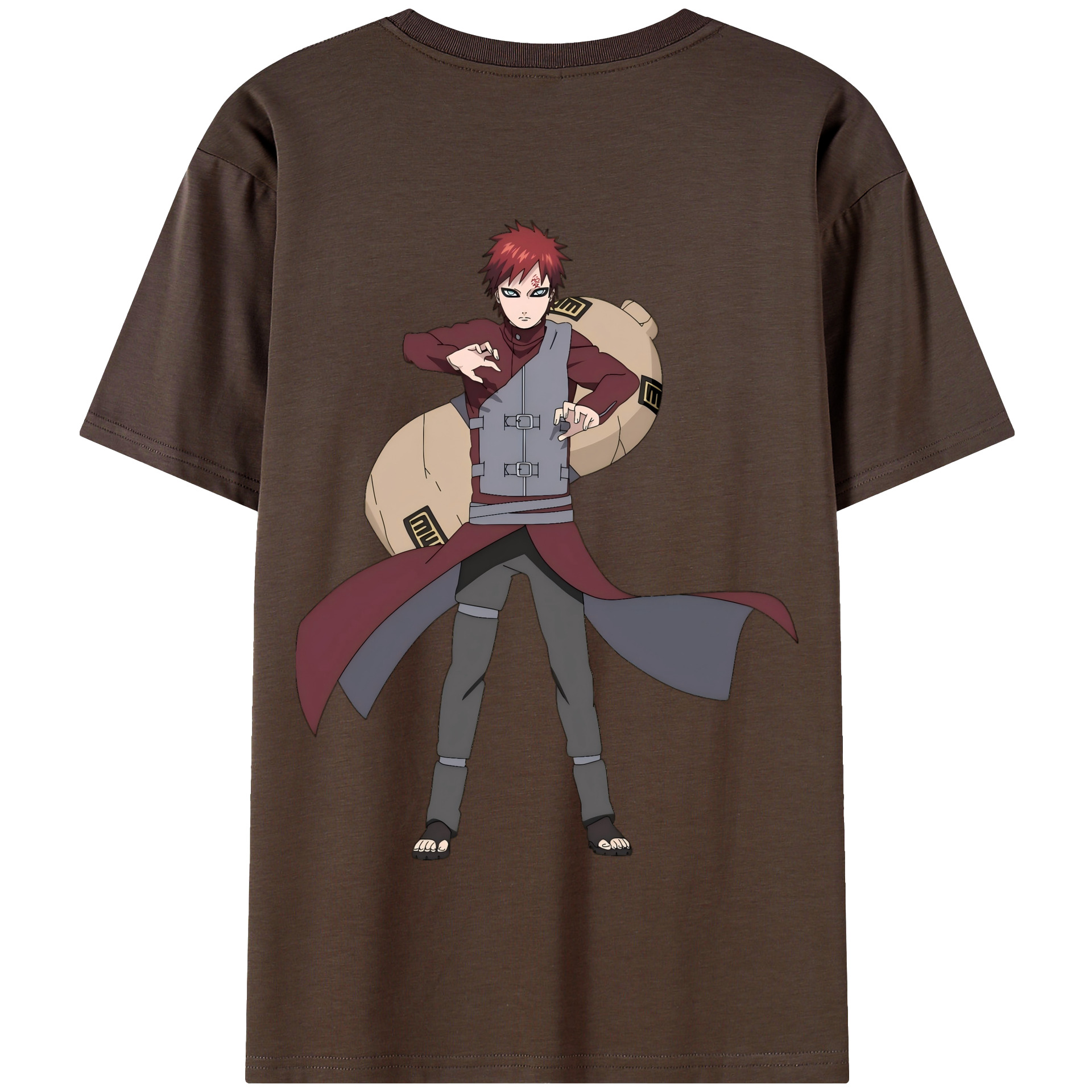 （画像用） NARUTO -ナルト- ガアラ Gaara 綿100％半袖Tシャツ（背面プリント）