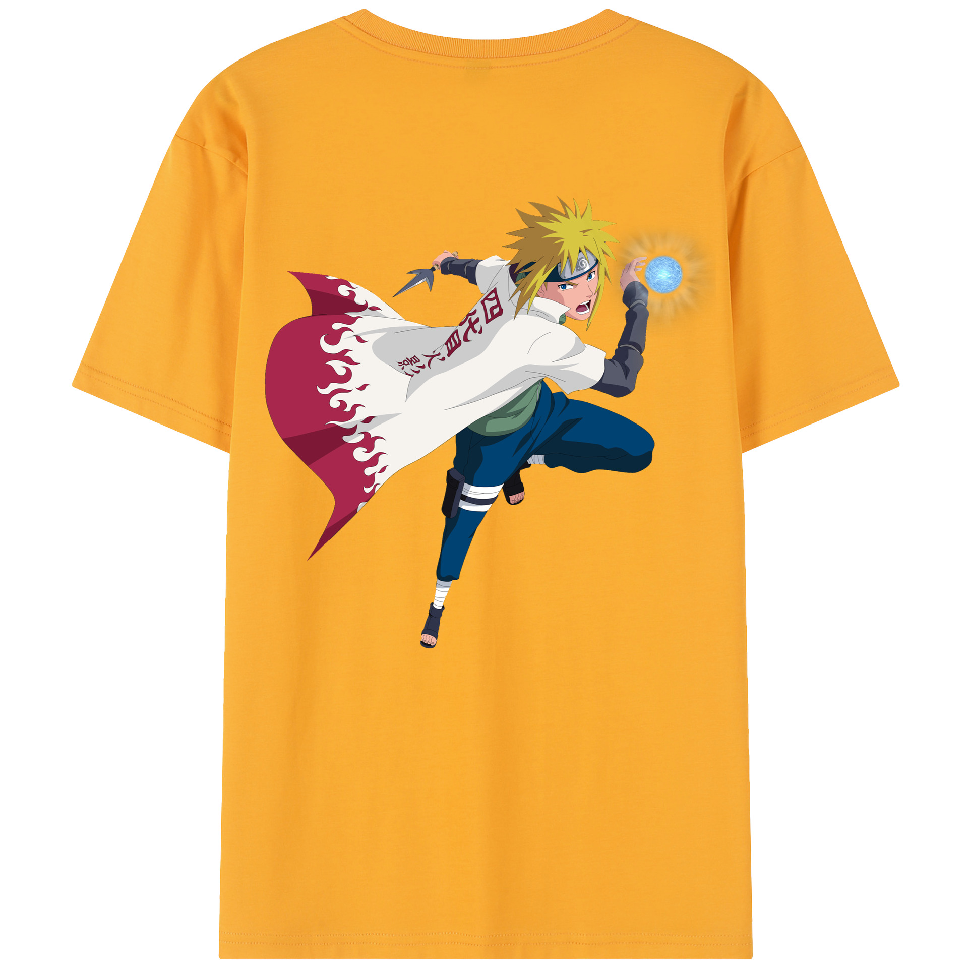 （画像用） NARUTO -ナルト- 波風 ミナト Namikaze Minato 綿100％半袖Tシャツ（背面プリント）