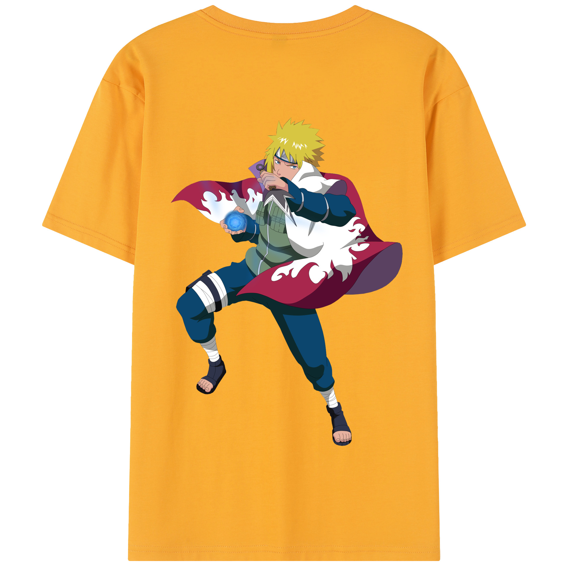 （画像用） NARUTO -ナルト- 波風 ミナト Namikaze Minato 綿100％半袖Tシャツ（背面プリント）