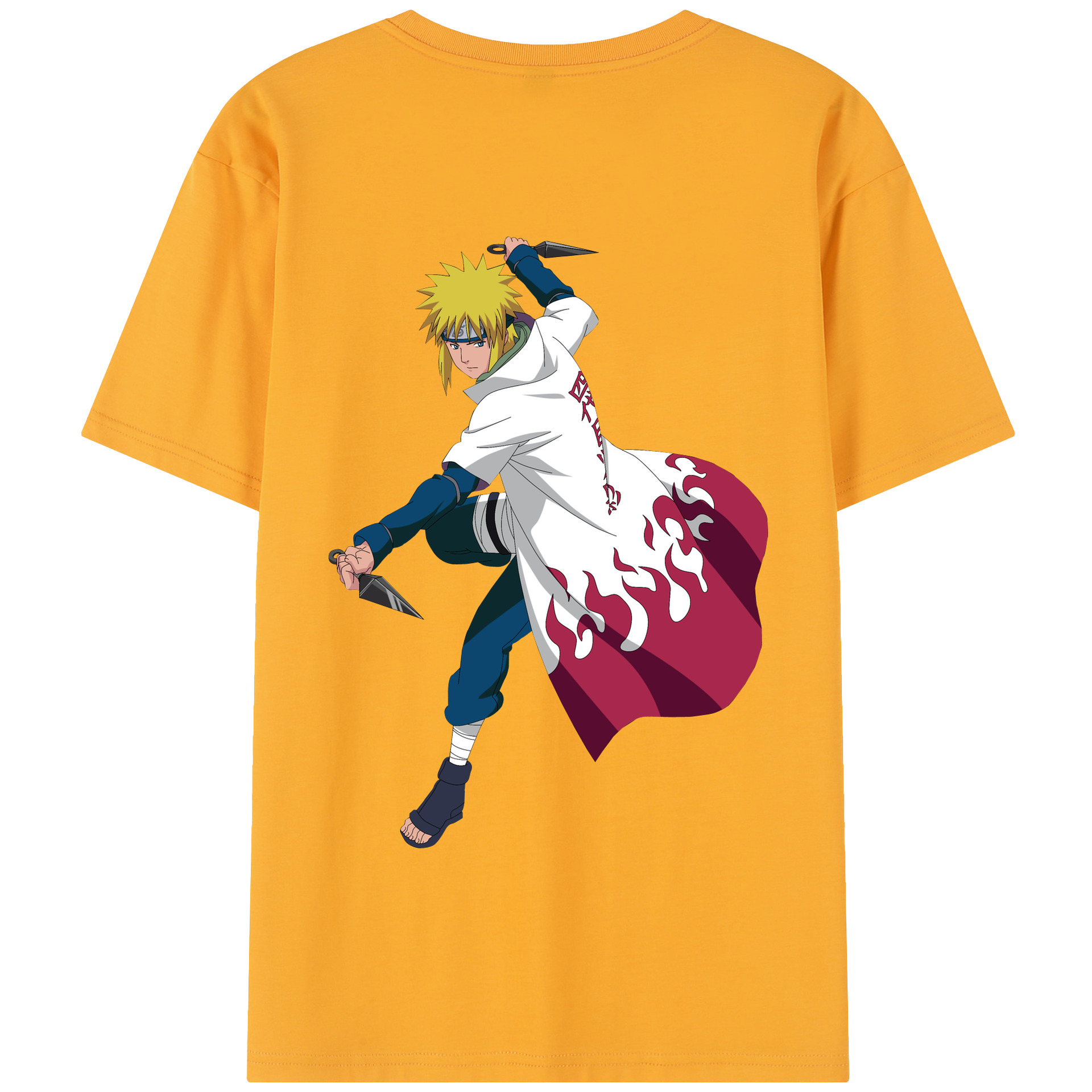 （画像用） NARUTO -ナルト- 波風 ミナト Namikaze Minato 綿100％半袖Tシャツ（背面プリント）