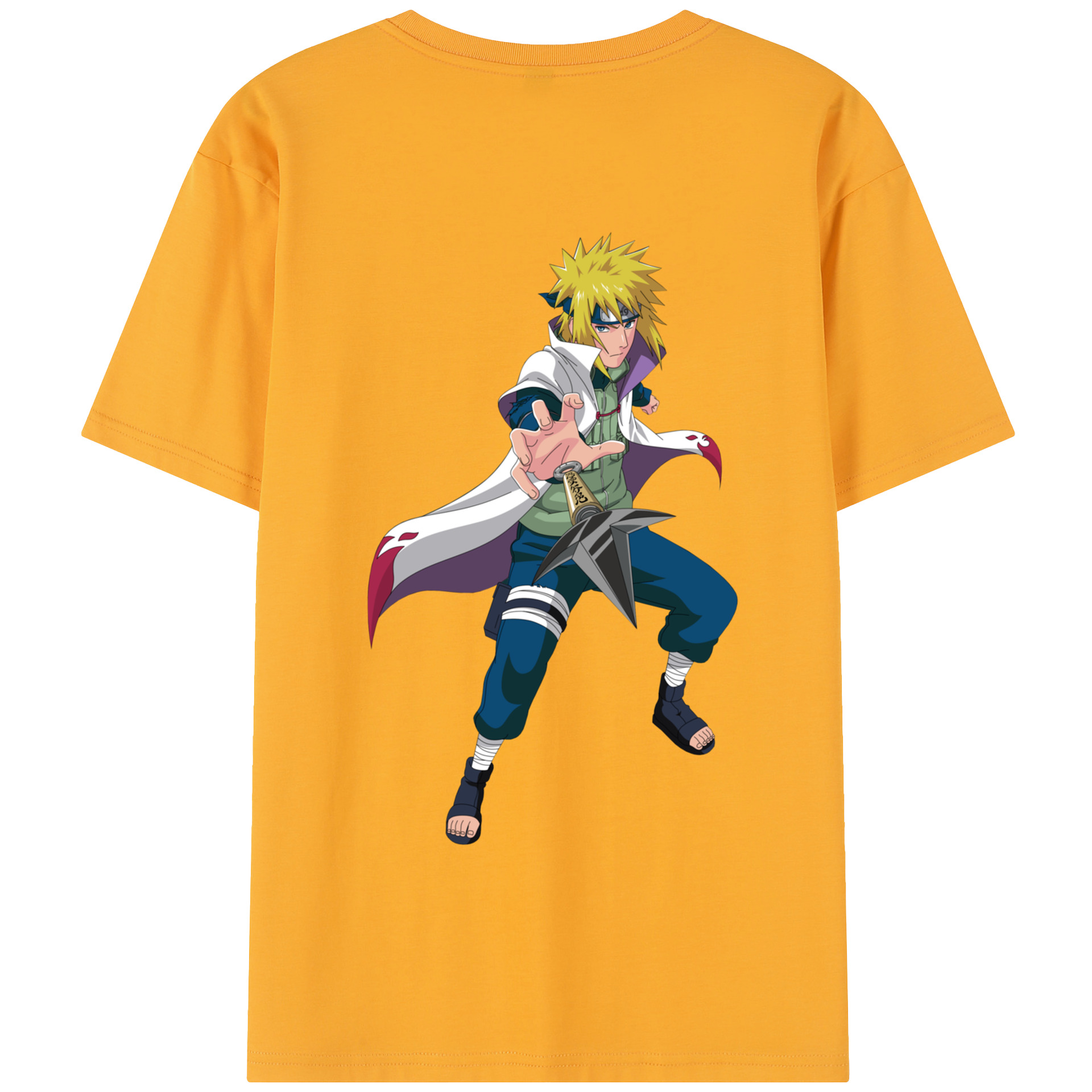 （画像用） NARUTO -ナルト- 波風 ミナト Namikaze Minato 綿100％半袖Tシャツ（背面プリント）