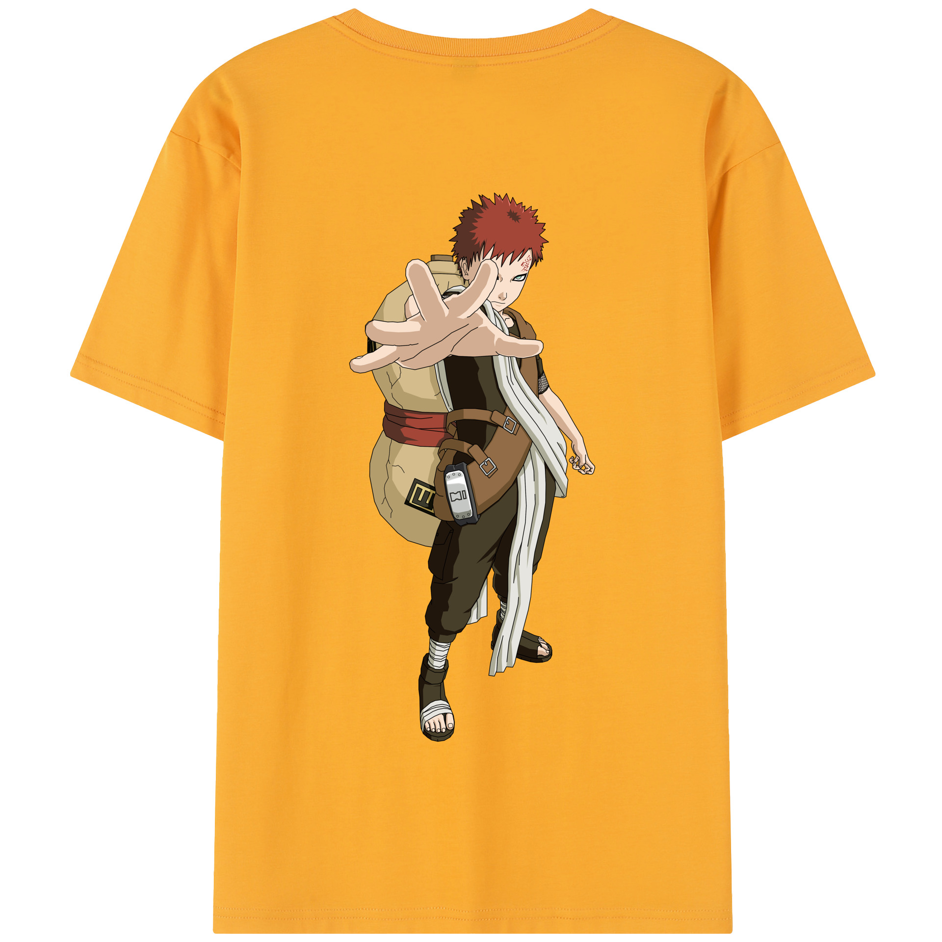 （画像用） NARUTO -ナルト- ガアラ Gaara 綿100％半袖Tシャツ（背面プリント）