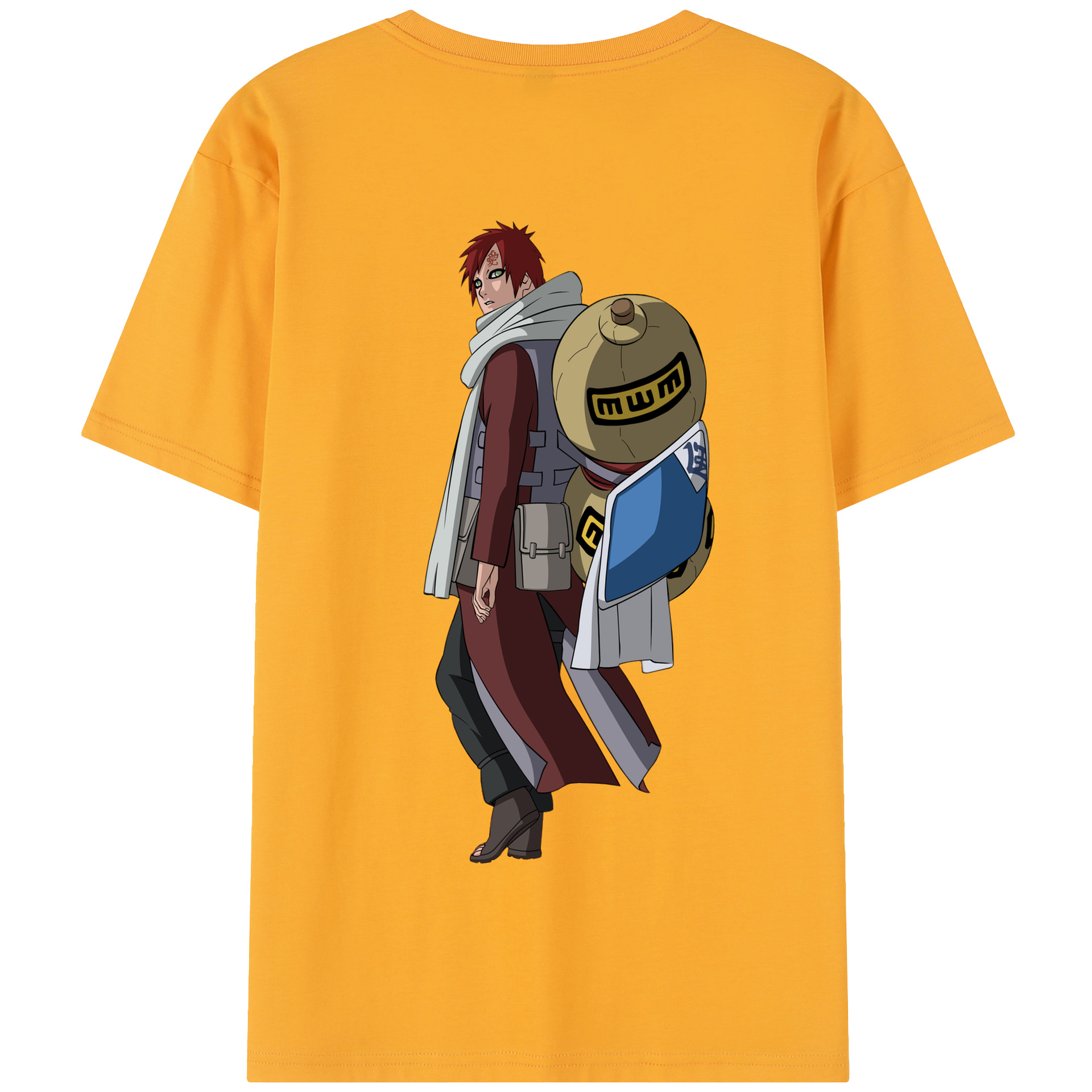 （画像用） NARUTO -ナルト- ガアラ Gaara 綿100％半袖Tシャツ（背面プリント）