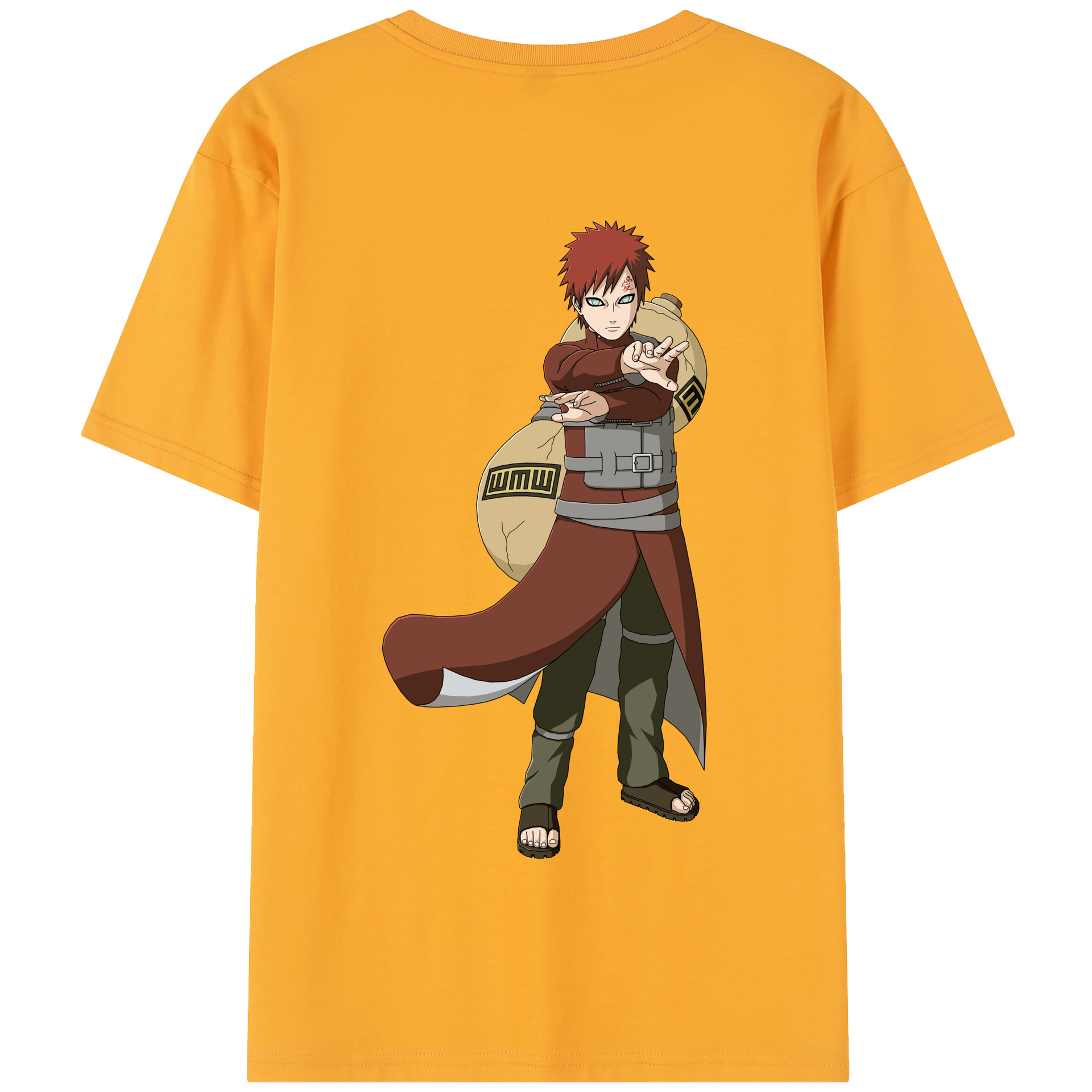 （画像用） NARUTO -ナルト- ガアラ Gaara 綿100％半袖Tシャツ（背面プリント）
