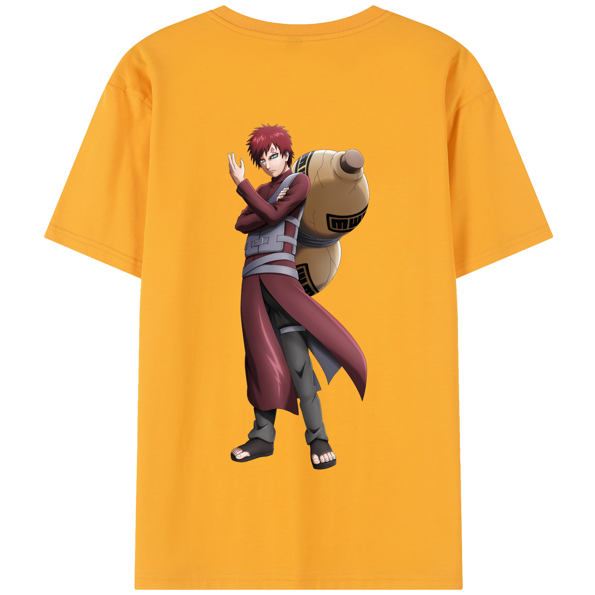 （画像用） NARUTO -ナルト- ガアラ Gaara 綿100％半袖Tシャツ（背面プリント）