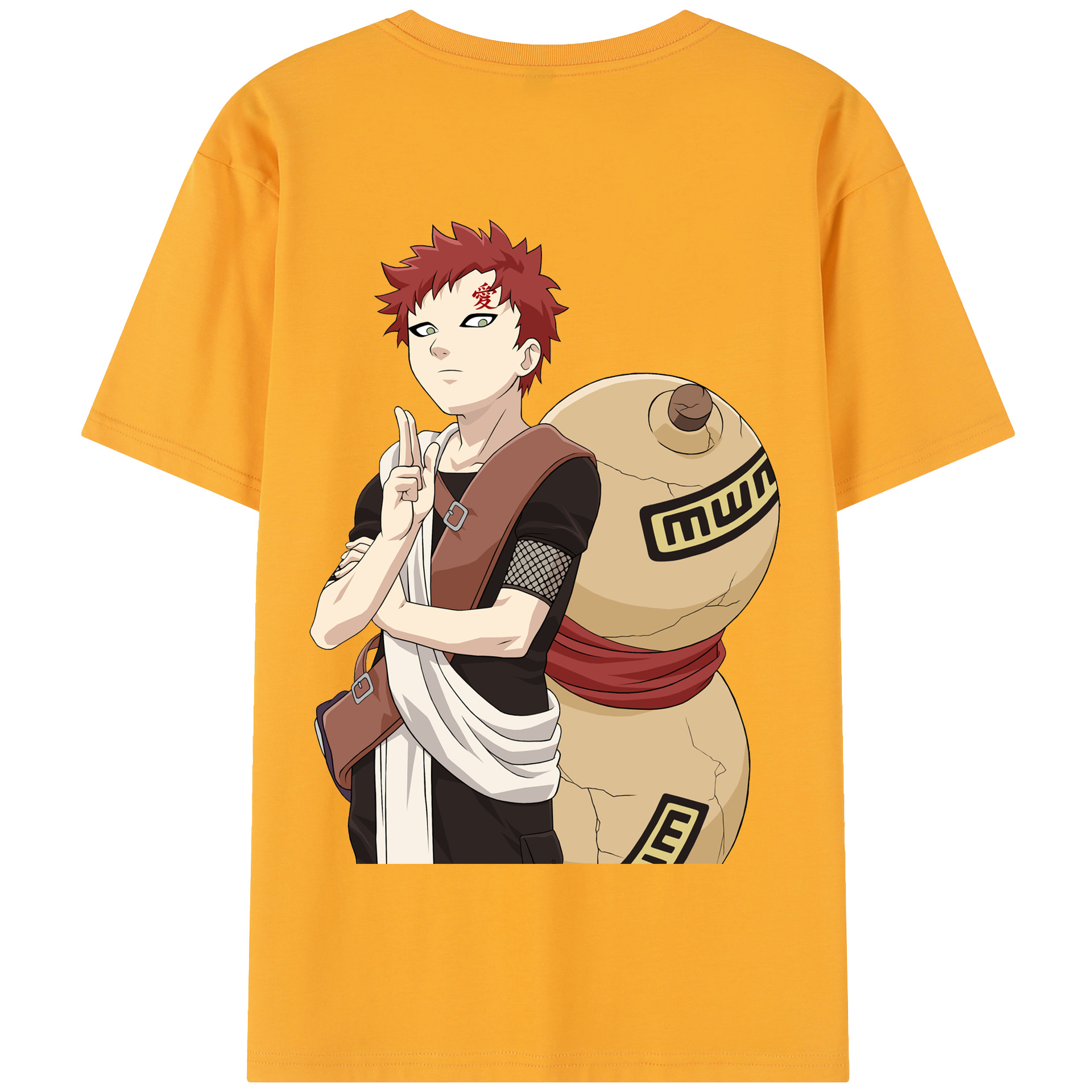 （画像用） NARUTO -ナルト- ガアラ Gaara 綿100％半袖Tシャツ（背面プリント）