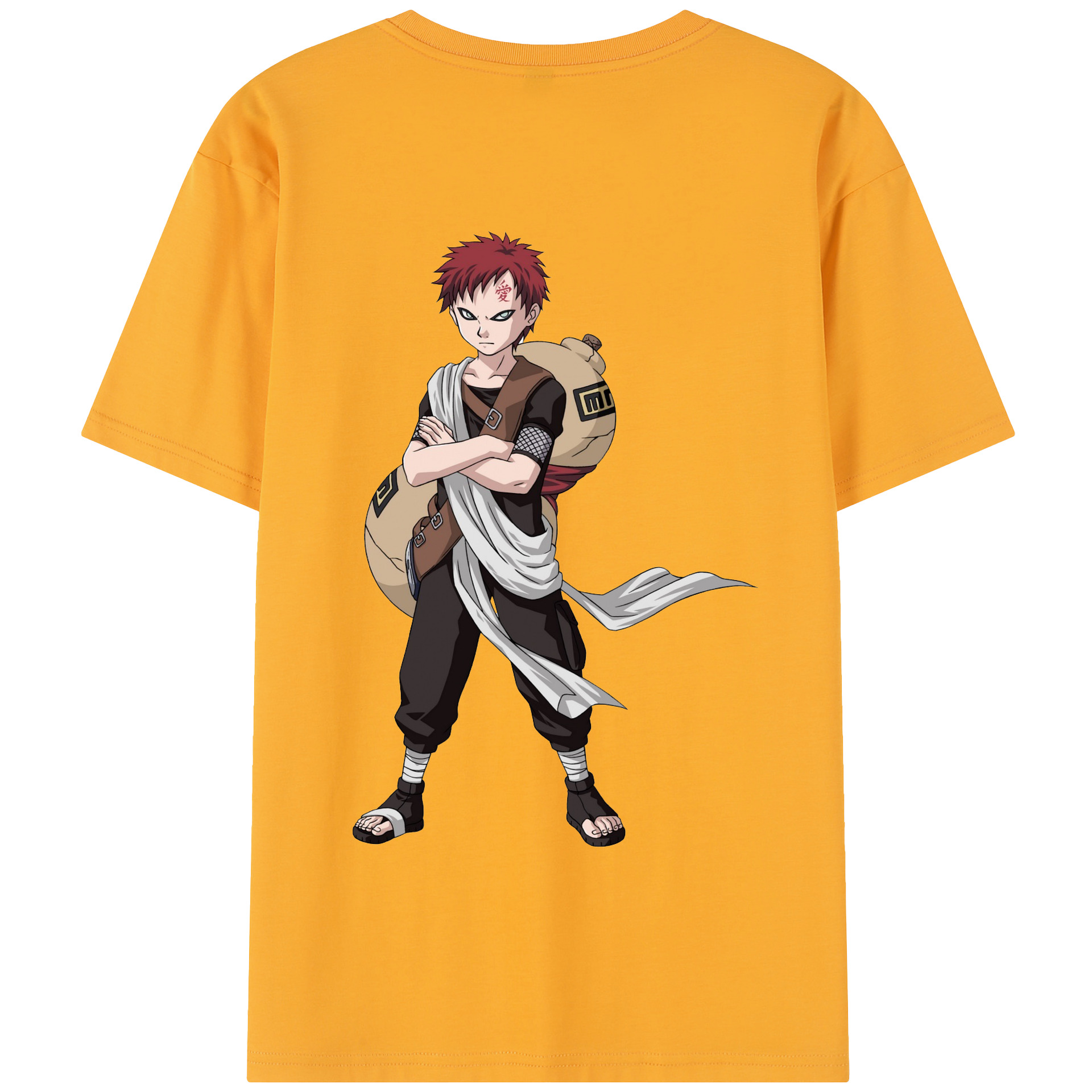 （画像用） NARUTO -ナルト- ガアラ Gaara 綿100％半袖Tシャツ（背面プリント）