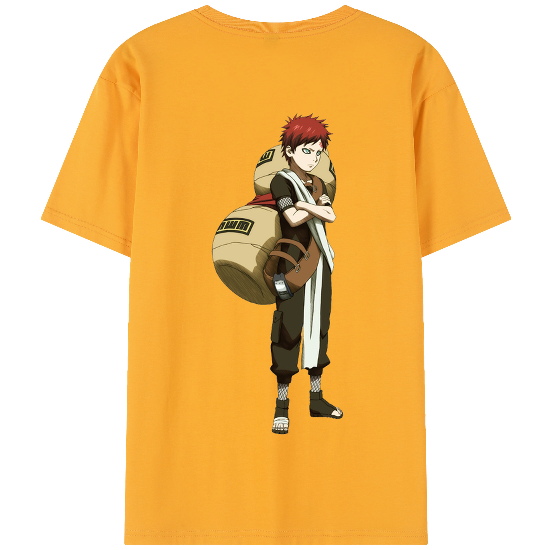（画像用） NARUTO -ナルト- ガアラ Gaara 綿100％半袖Tシャツ（背面プリント）