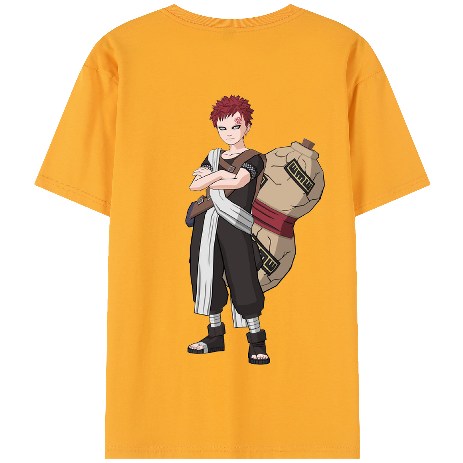 （画像用） NARUTO -ナルト- ガアラ Gaara 綿100％半袖Tシャツ（背面プリント）