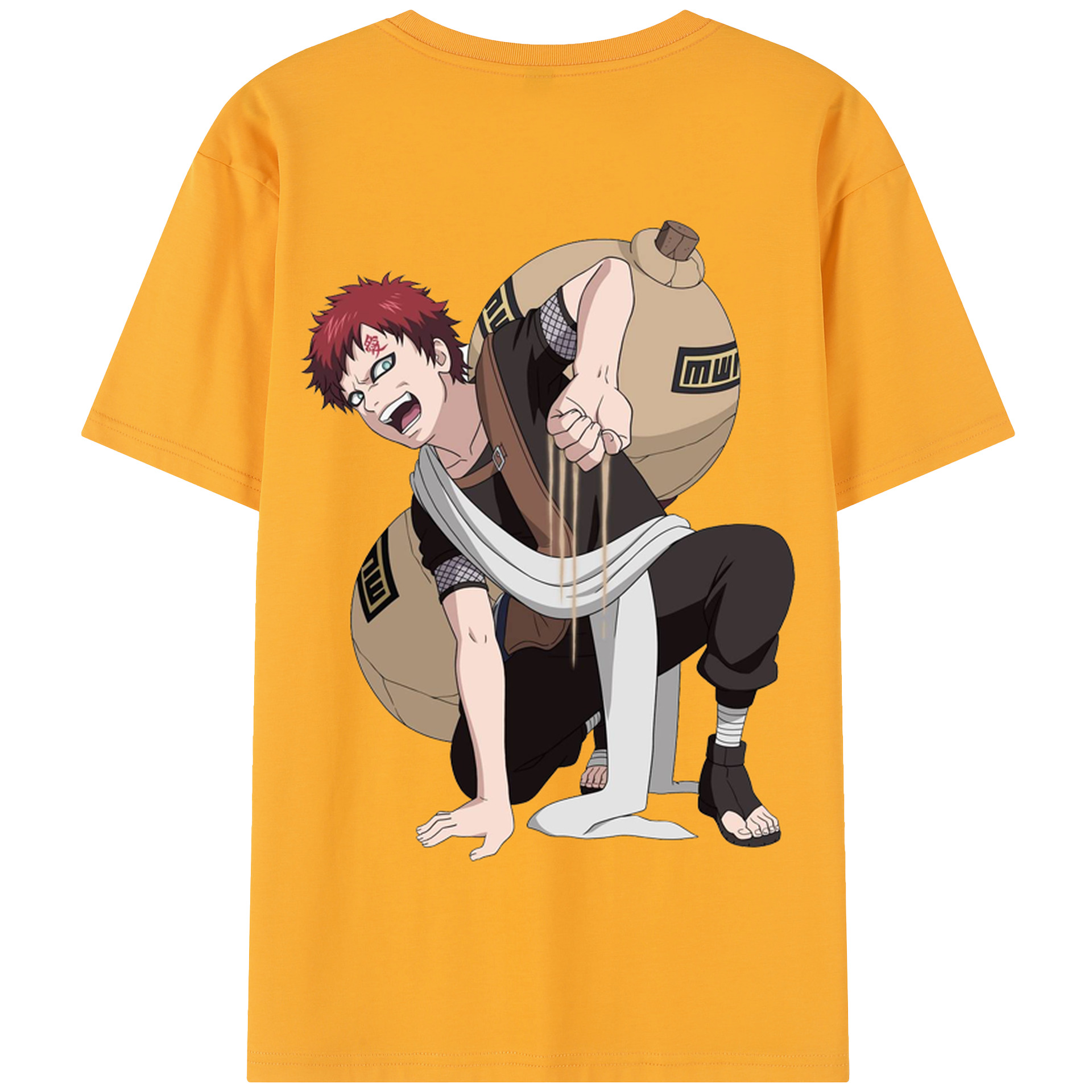 （画像用） NARUTO -ナルト- ガアラ Gaara 綿100％半袖Tシャツ（背面プリント）
