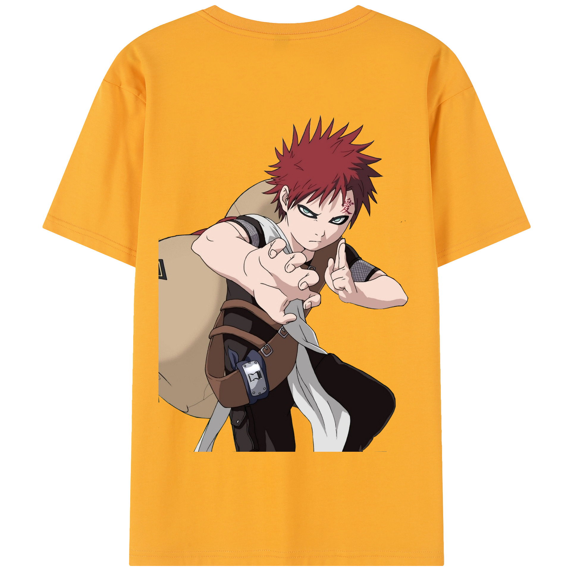 （画像用） NARUTO -ナルト- ガアラ Gaara 綿100％半袖Tシャツ（背面プリント）